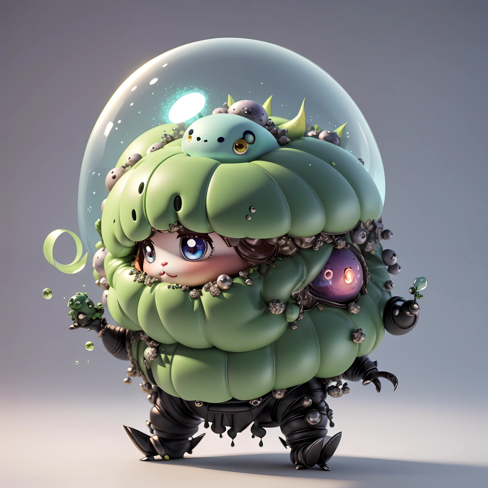 cartoon character of a green monster with a big bubble, cute 3 d render, cute detailed digital art, 3 d render stylized, stylized 3d render, 3d render digital art, cute forest creature, cute digital art, adorable digital painting, toon render keyshot, hyperdetailed fantasy character, stylized as a 3d render, stylized 3 d