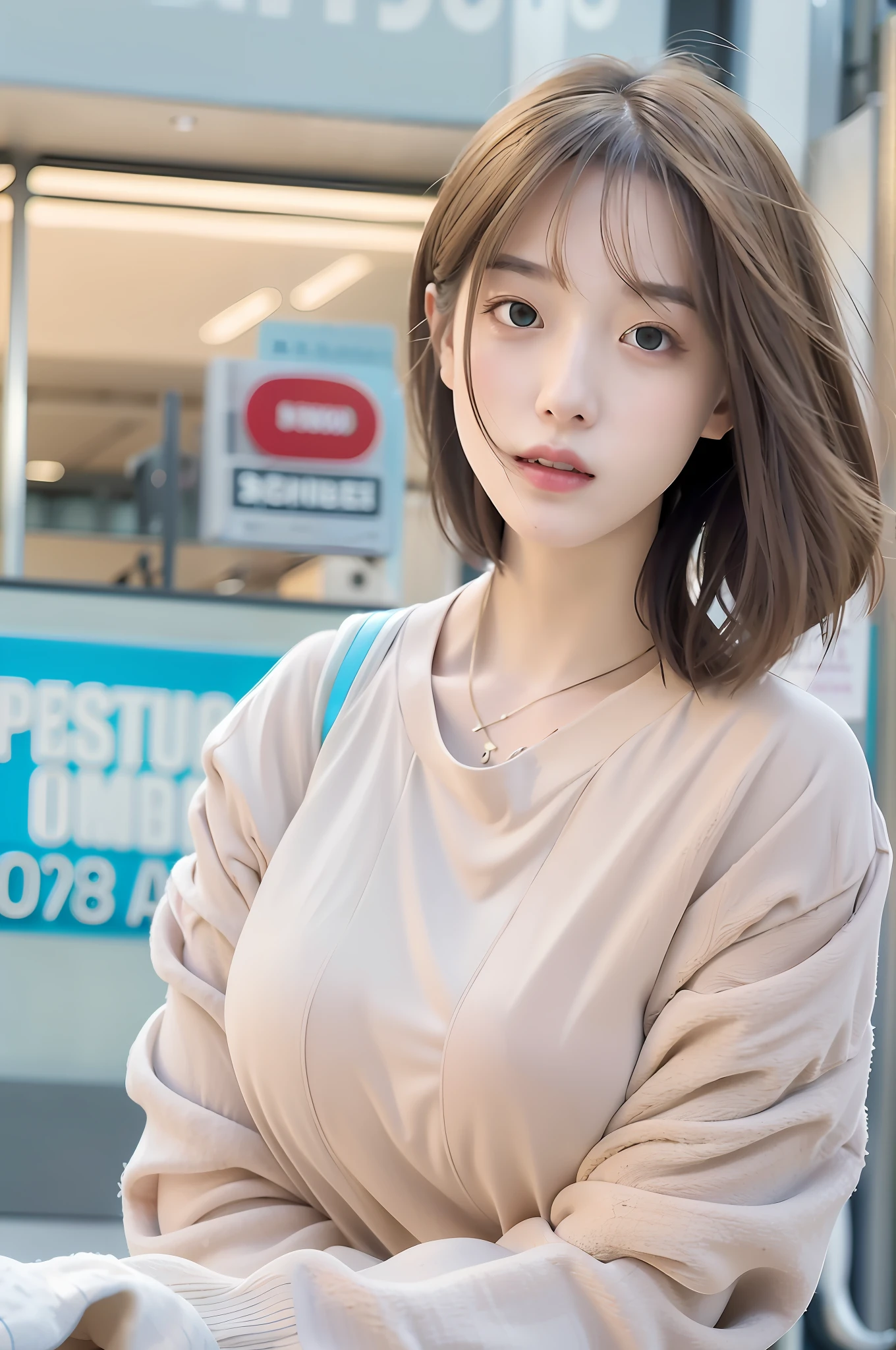 Incomparable masterpiece, perfect artwork, ((perfect female figure)), short hair, blonde, skinny, realistic, solo, (realism: 1.4), best quality, super high resolution, 1girl, porcelain, kpop ido, (extra large breasts without leaking cleavage), full body, beautiful, masterpiece, best quality, very detailed face, perfect lighting, solo, plain makeup, tights, best quality, super high resolution, (realistic:1.4), super detailed, masterpiece, best quality, 👍 ulzzang -6500-v1.1