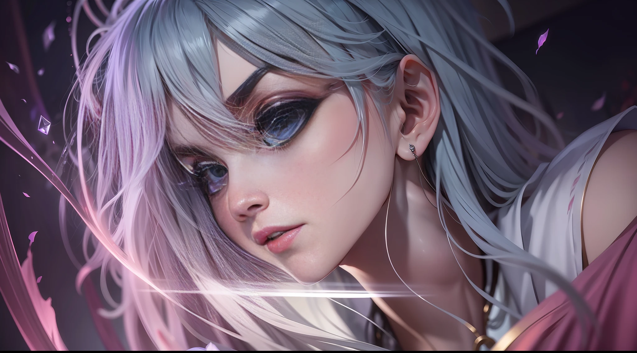 "A Gothic-style anime work from a surrealist perspective, with a classicist approach to depiction, emphasis on chiaroscuro and depth of field, with cinematic lighting effects and Fuji colors. High-resolution textured skin effects down to 3072x3072 in image detail render retina-sharp images a masterpiece. The scene is the court, and the protagonists are the prince and the favored concubine."