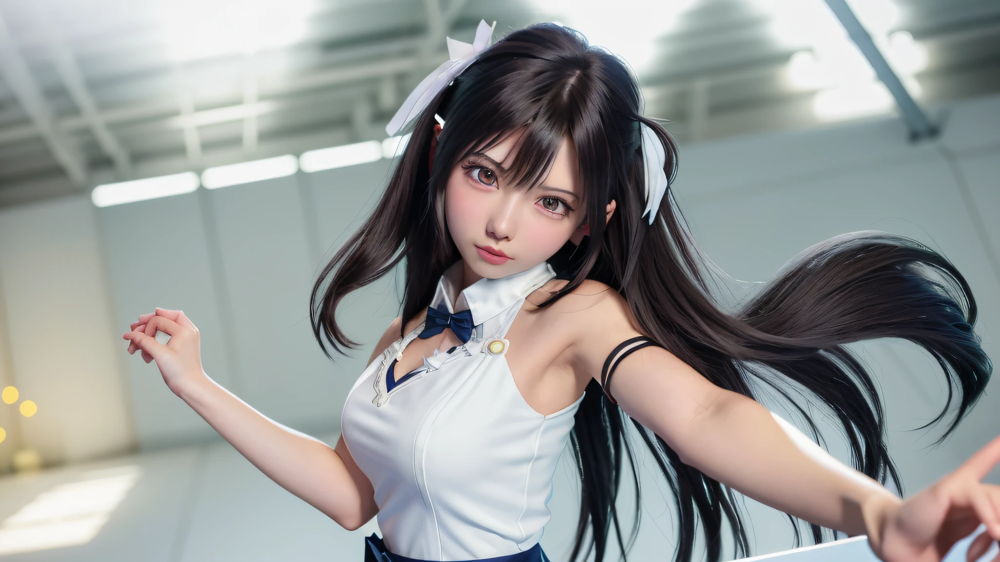 anime girl in white dress with long hair and a tiable, ayaka genshin impact, from the azur lane videogame, azur lane style, ayaka game genshin impact, idolmaster, hololive, characters from azur lane, waifu, rin, royal elegant pose, artoria pendragon, makoto shinka, video game screenshot