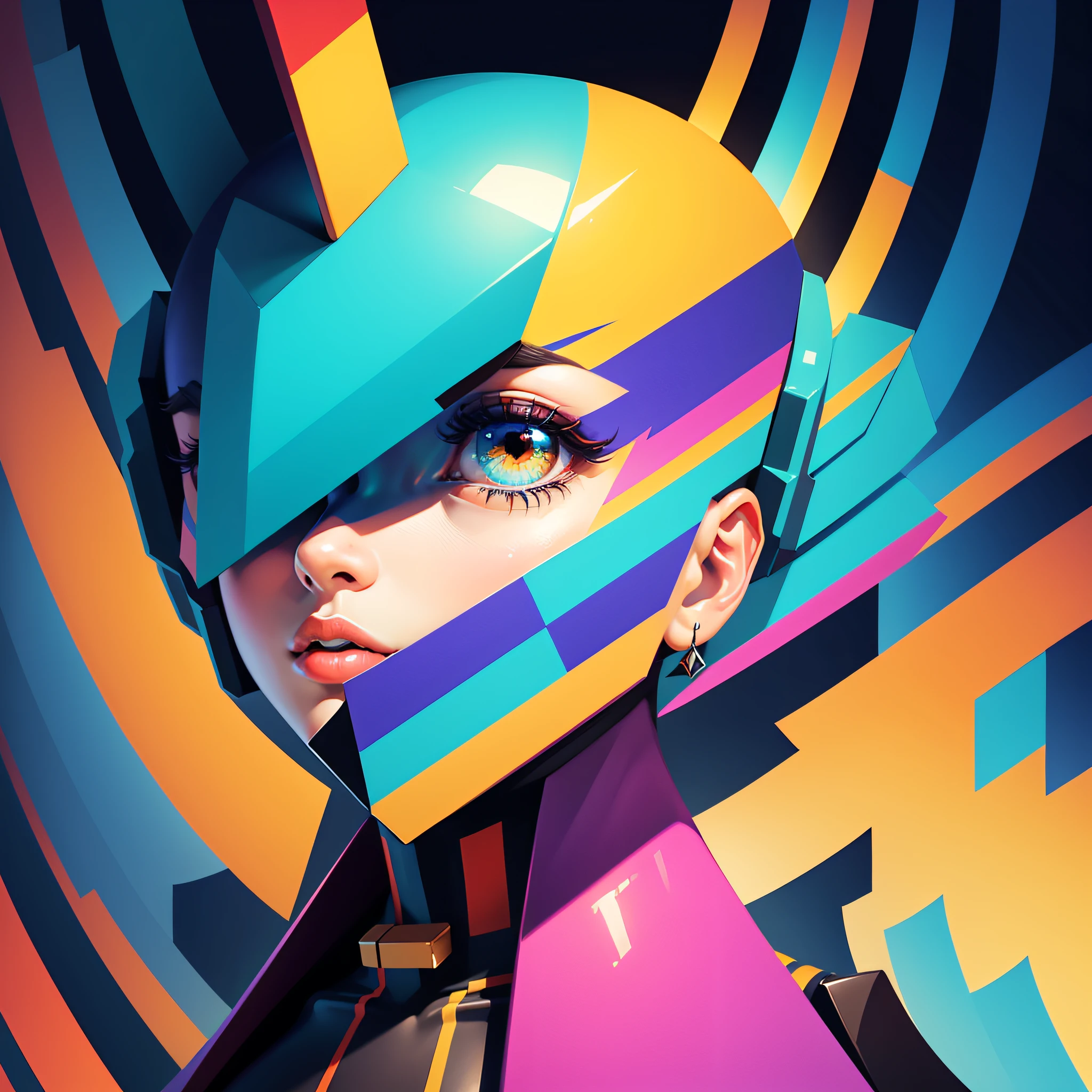 (masterpiece, best quality), generate NFT art, unique design, abstract pixel art, vibrant colors, dynamic lines, geometric shapes, playful textures, eye-catching composition.