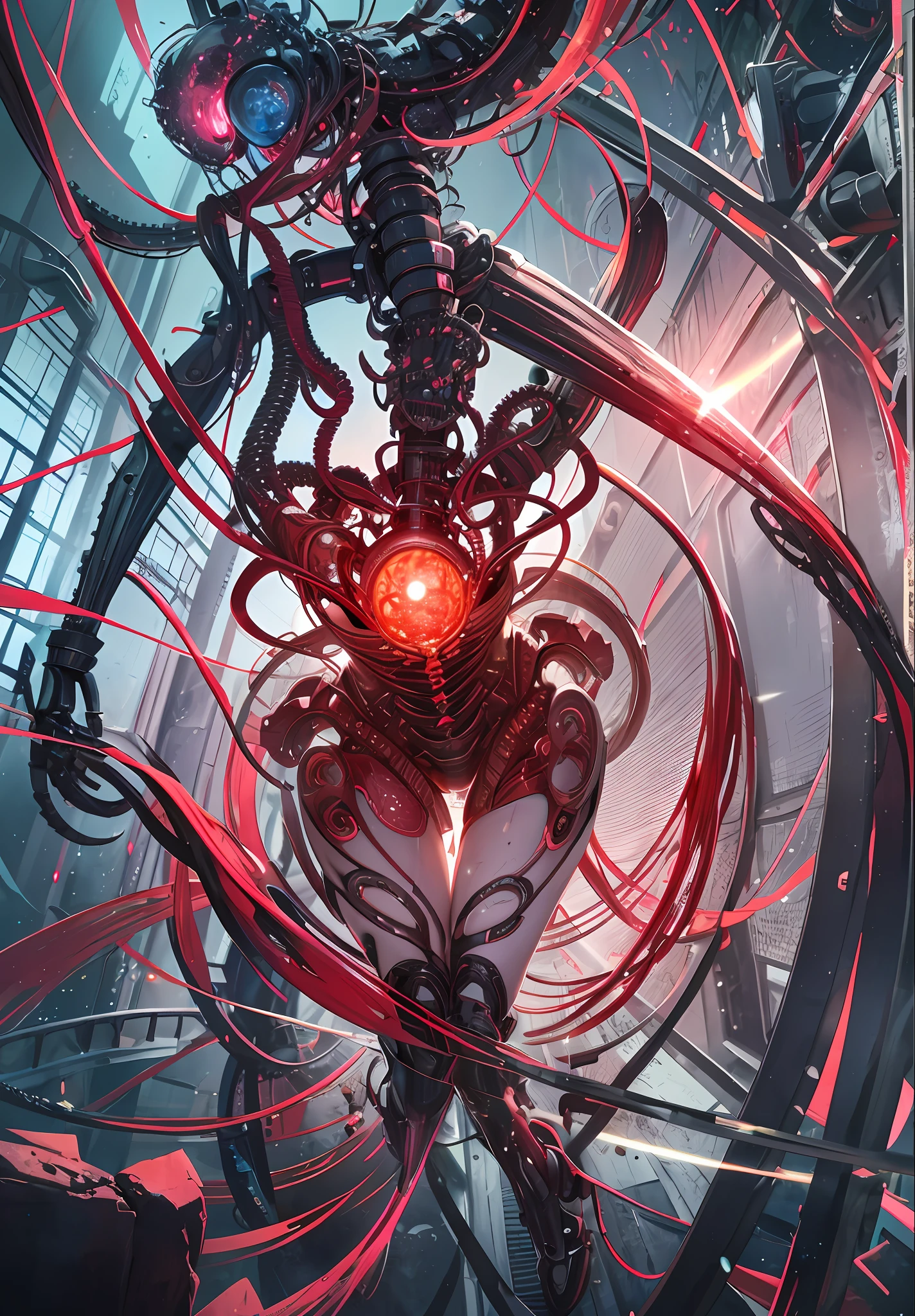 bright red image, full body, {{{Very beautiful world}}, {{{Very beautiful super nasty girl}, {{Super detail}}, {{Masterpiece}, {{{1 girl}, penetrating guts, overflowing, throwing out internal organs, super crazy madness, dynamic pose, super super bloody, super chaotic, {{biomechanical}}, large and small intestines hanging together, {{{girl with blown off internal organs} }, {{{Ultra photorealistic photos}}}}, {cute 1girl}, solo focus, Fresh colorful skin with dense shapes, Beautiful mechanical aliens, {{Girl-alien fusion}}, dynamic angles, cinematic lighting, soft lens flares, {{{Visceral landscape}}}, depth of field,