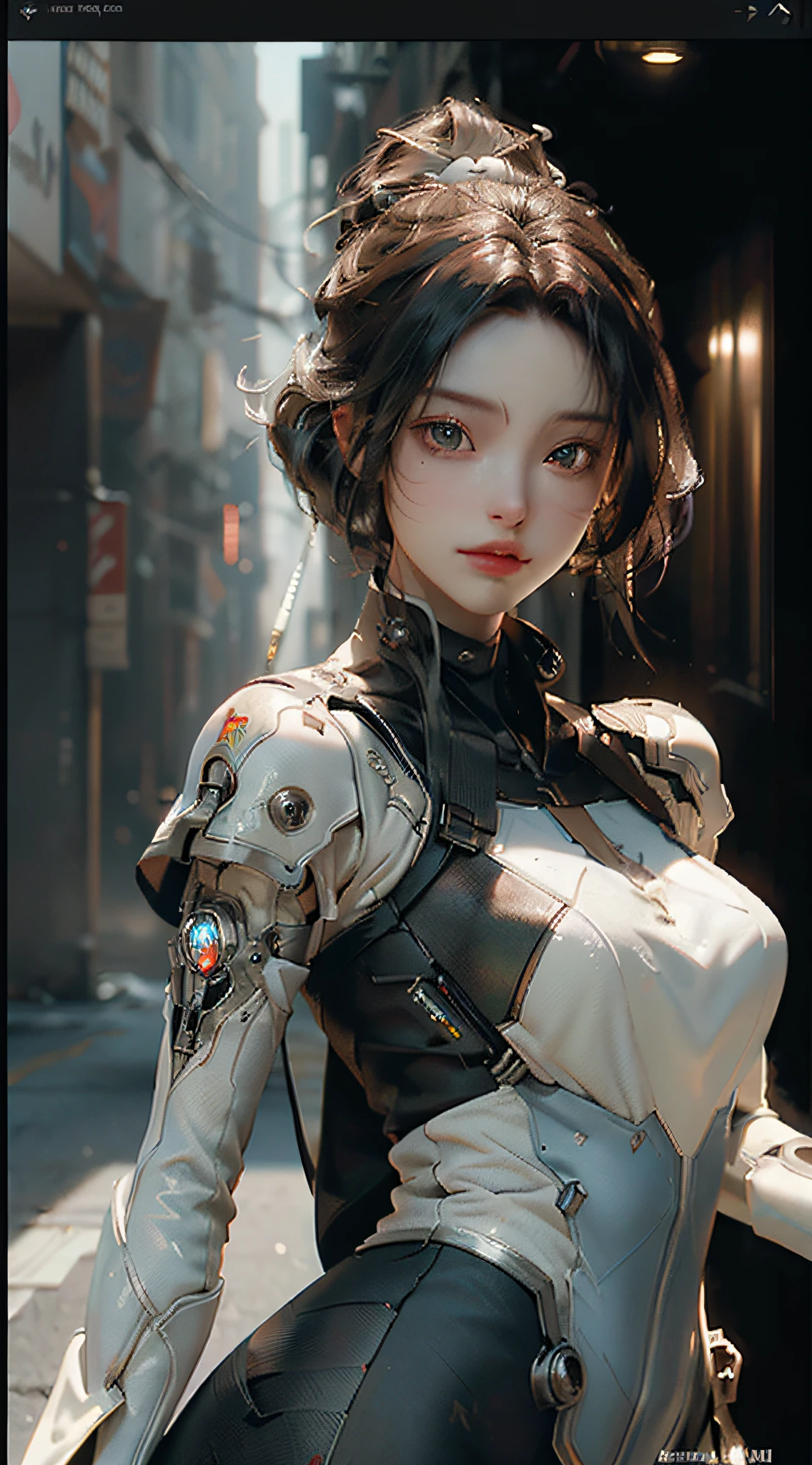 ((Best quality)), ((masterpiece)), (detailed:1.4), 3D, an image of a beautiful cyberpunk female,HDR (High Dynamic Range),Ray Tracing,NVIDIA RTX,Super-Resolution,Unreal 5,Subsurface scattering,PBR Texturing,Post-processing,Anisotropic Filtering,Depth-of-field,Maximum clarity and sharpness,Multi-layered textures,Albedo and Specular maps,Surface shading,Accurate simulation of light-material interaction,Perfect proportions,Octane Render,Two-tone lighting,Wide aperture,Low ISO,White balance,Rule of thirds,8K RAW,