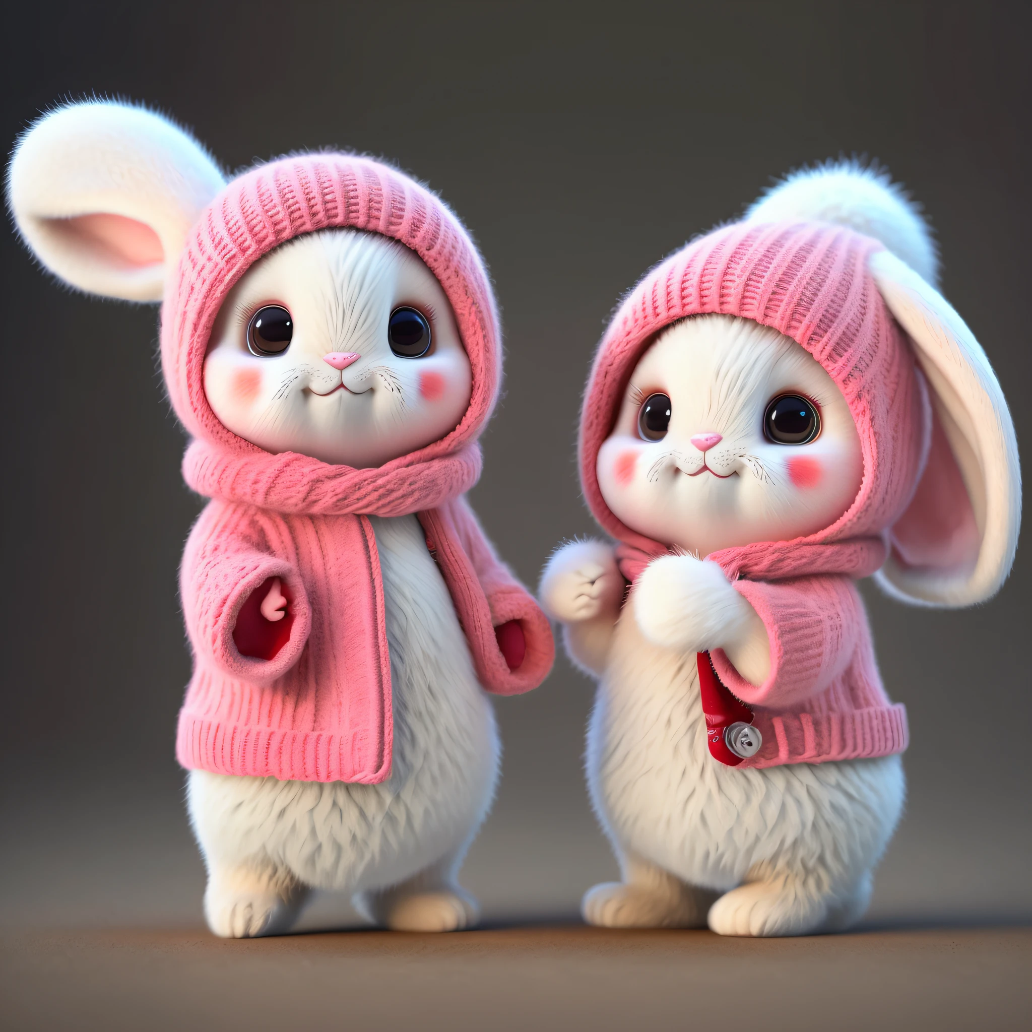 : 3. bunny, realistic, furry animal, apple, black eye, blush, cherry, food, fruit, full body, hat, non-human, strawberry, tomato, watermelon