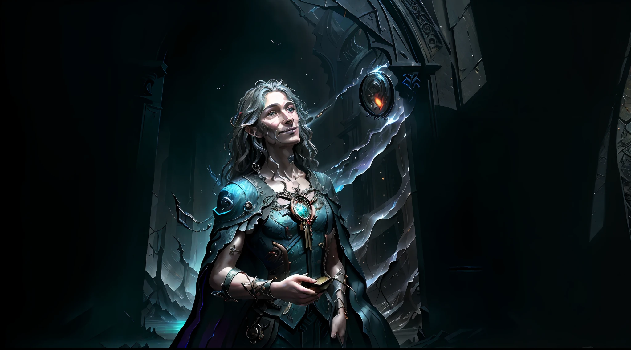 ((masterpiece, best quality, high quality)), 1boy, ((digital painting)), ((Gatekeeper of prompts)), (Gatekeeper, Key, Portal), Fantasy, Fine Art, Digital Art, (magic, mystery, ethereal), unique style, high texture, Intricate details, vivid colors, ((JRR Tolkien, Salvador Dali, Brian Froud)), absurdres, (Dynamic Pose, Vigilant Stance), Fantasy Art, Magic, Protector, Surreal, symbolic, (evil smile),