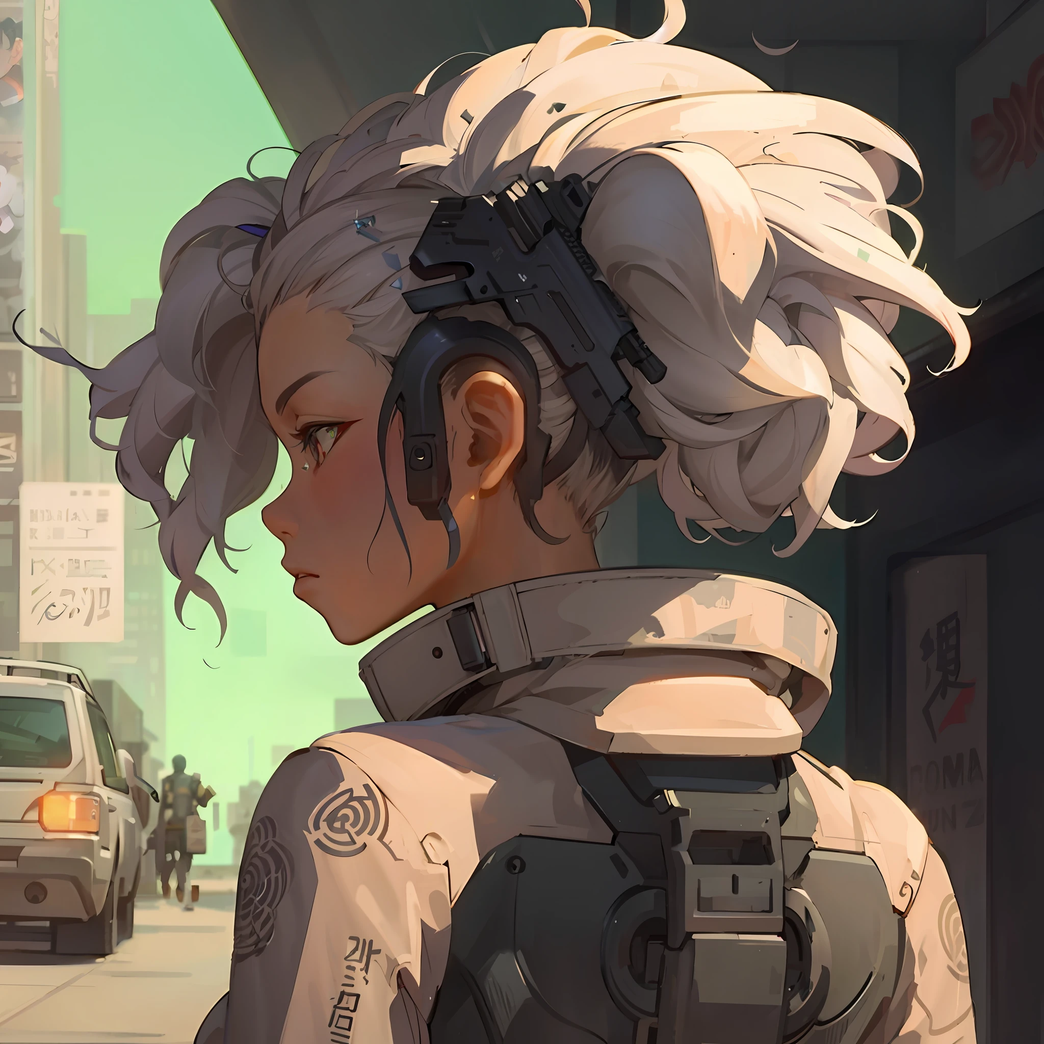 a close up of a person with a gun in a city, ross tran style, in the style of ross tran, artwork in the style of guweiz, digital cyberpunk anime art, modern cyberpunk anime, ross tran 8 k, loish and ross tran, by Ross Tran, inspired by Ross Tran, cyberpunk anime art, guweiz --auto --s2