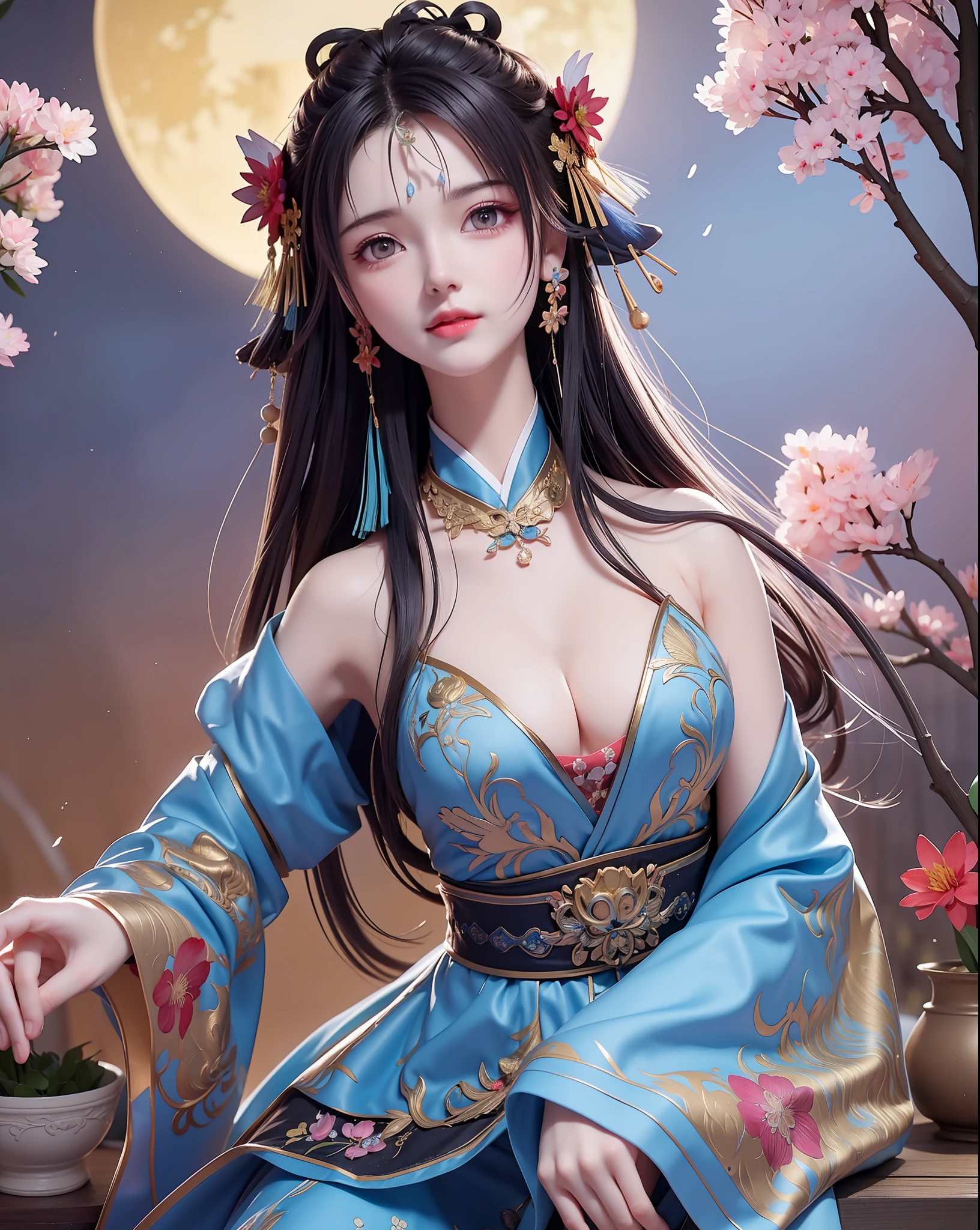 (8k, RAW photo:1.2),best quality, ultra high res,dramatic angle,(fluttered detailed color splashs), (illustration),(((1 girl))),(long hair),(rain:0.9),(hair ornament:1.4),there is an ancient palace beside the girl,chinese clothes,(focus on), color Ink wash painting,(color splashing),colorful splashing,(((colorful))),(sketch:0.8), Masterpiece,best quality, beautifully painted,highly detailed,(denoising:0.6),[splash ink],((ink refraction)), (beautiful detailed sky),moon,highly,detaild,(masterpiece, best quality, extremely detailed CG unity 8k wallpaper,masterpiece, best quality, ultra-detailed),(Lycoris radiata),