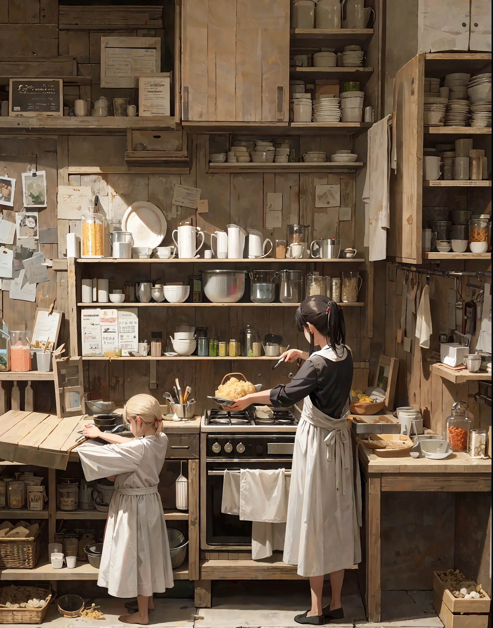 Ten pictures illustrate the history of the change in cooking styles