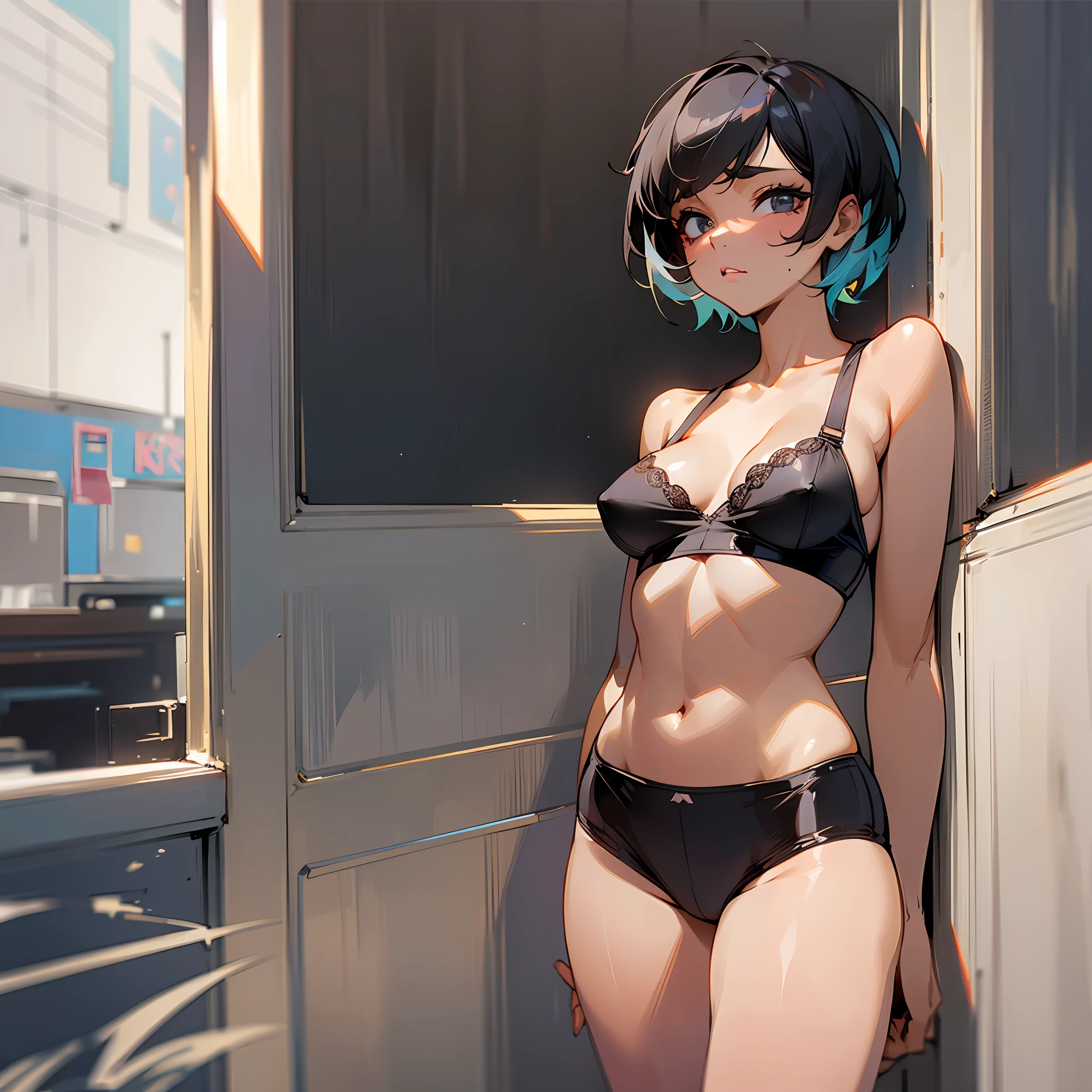 Erotic underwear, short hair, poor breasts, a black face --auto --s2
