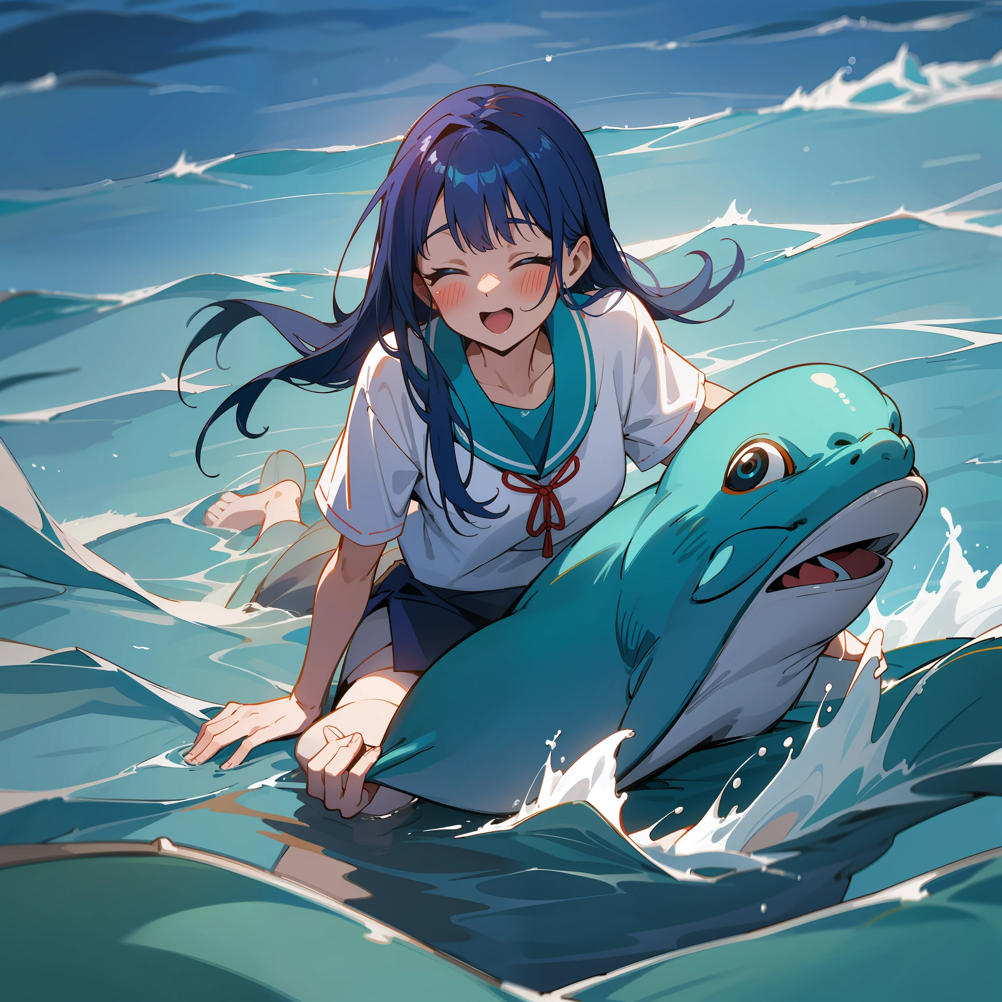 Korean Sea Korean Girl Chimachogori Playing with Dolphins --auto --s2