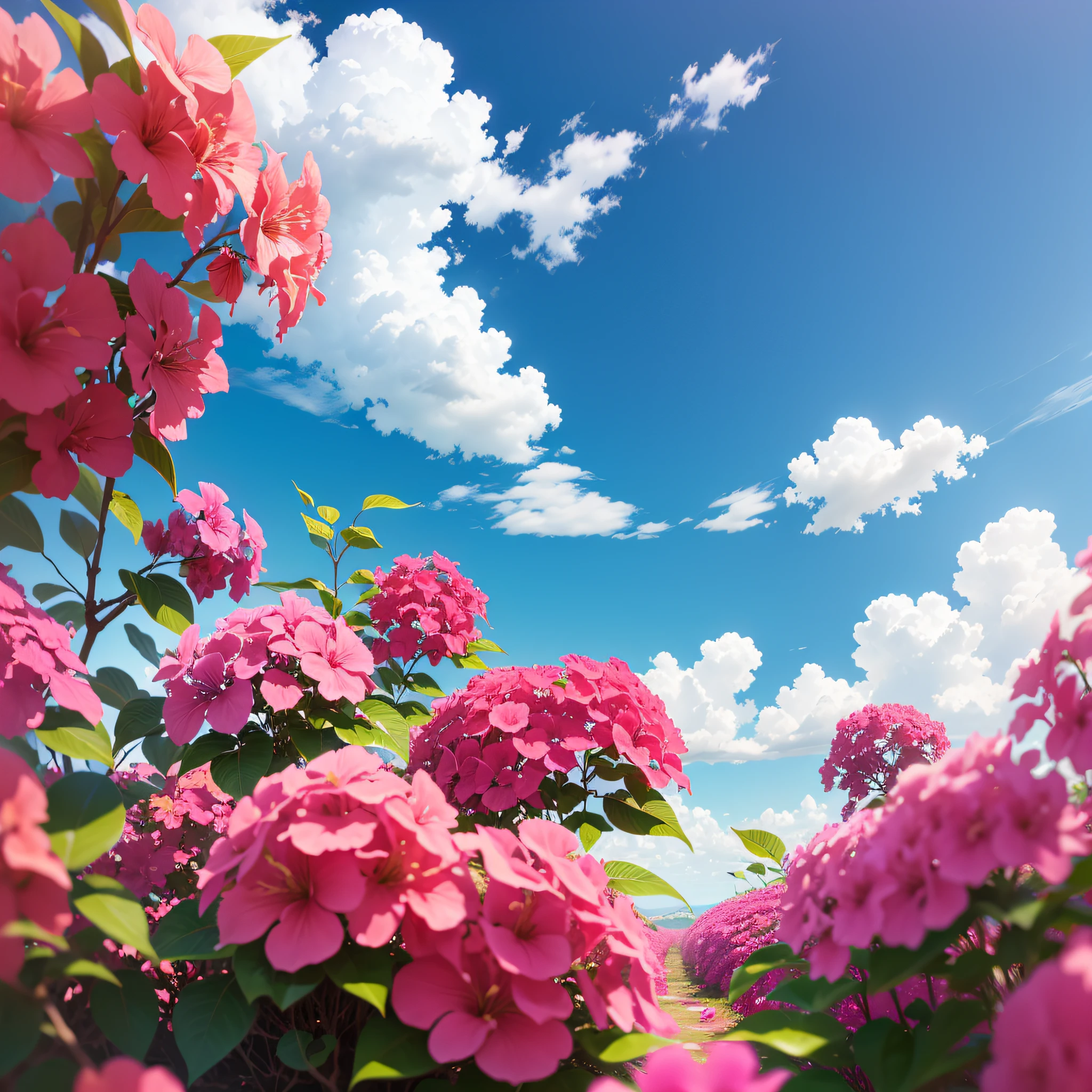 Bougainvillea Sky and Flowers Sky Okinawa Tropical Background Material Clouds Leaves Blue Sky Background Summer Tropical Flowers Red Pink Tropical Bright Colorful --auto --s2