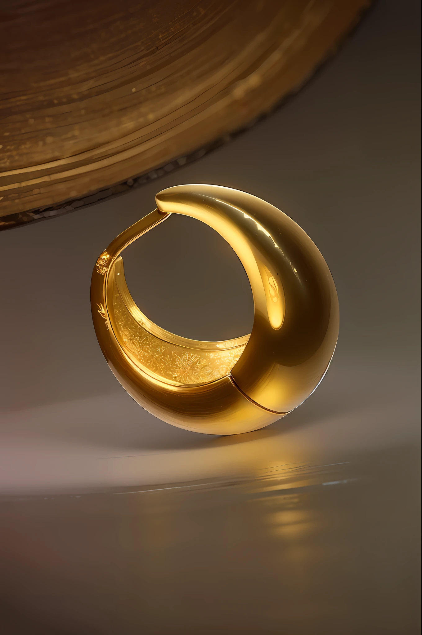 Dark scene surrounded by flowers, gold ring close-up on water, gold earrings, gold hoop earrings, earrings, gold plating, gold, gold earrings, gold jewelry, earrings, gold jewelry, shiny gold, gold jewelry, side view, side section view, hoop earrings, H 7 6 8