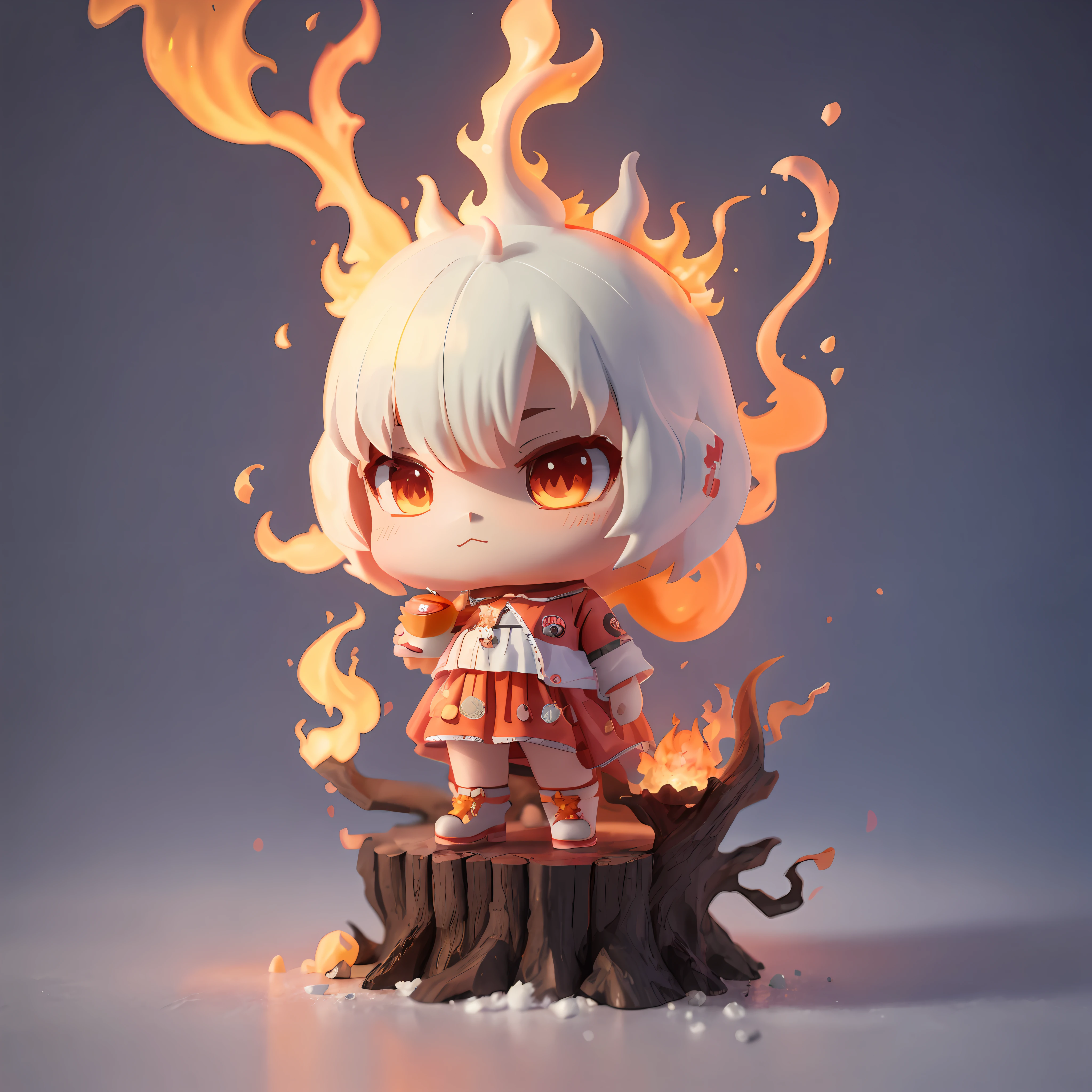 anime - style image of a girl with a fire on her head, cute 3 d render, style as nendoroid, advanced digital chibi art, nendoroid 3 d, anime styled 3d, fire mage, fire!! full body, cute detailed digital art, tiny firespitter, render of a cute 3d anime girl, fire demon, fire elemental