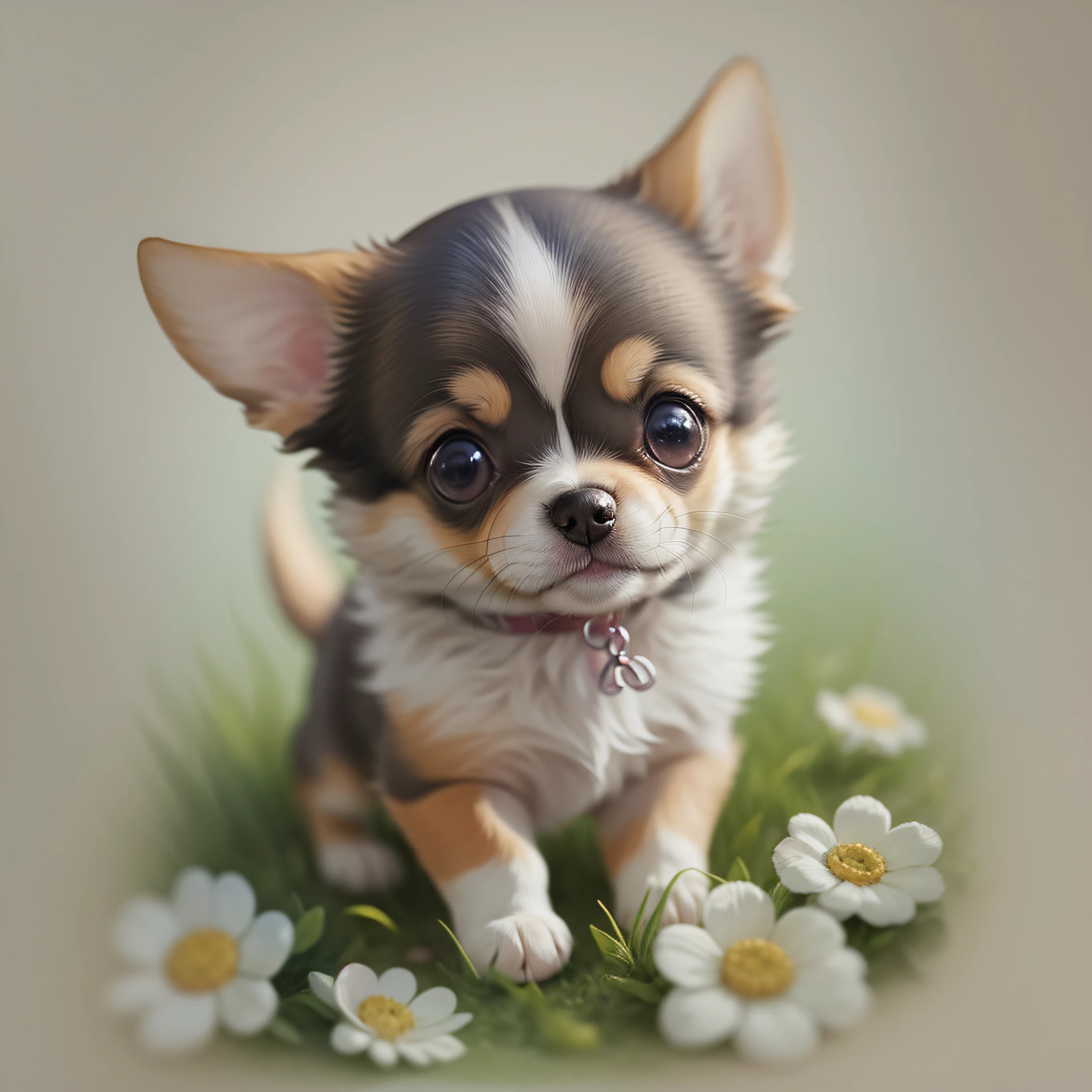 cute puppy chihuahua watercolor background white --auto --s2