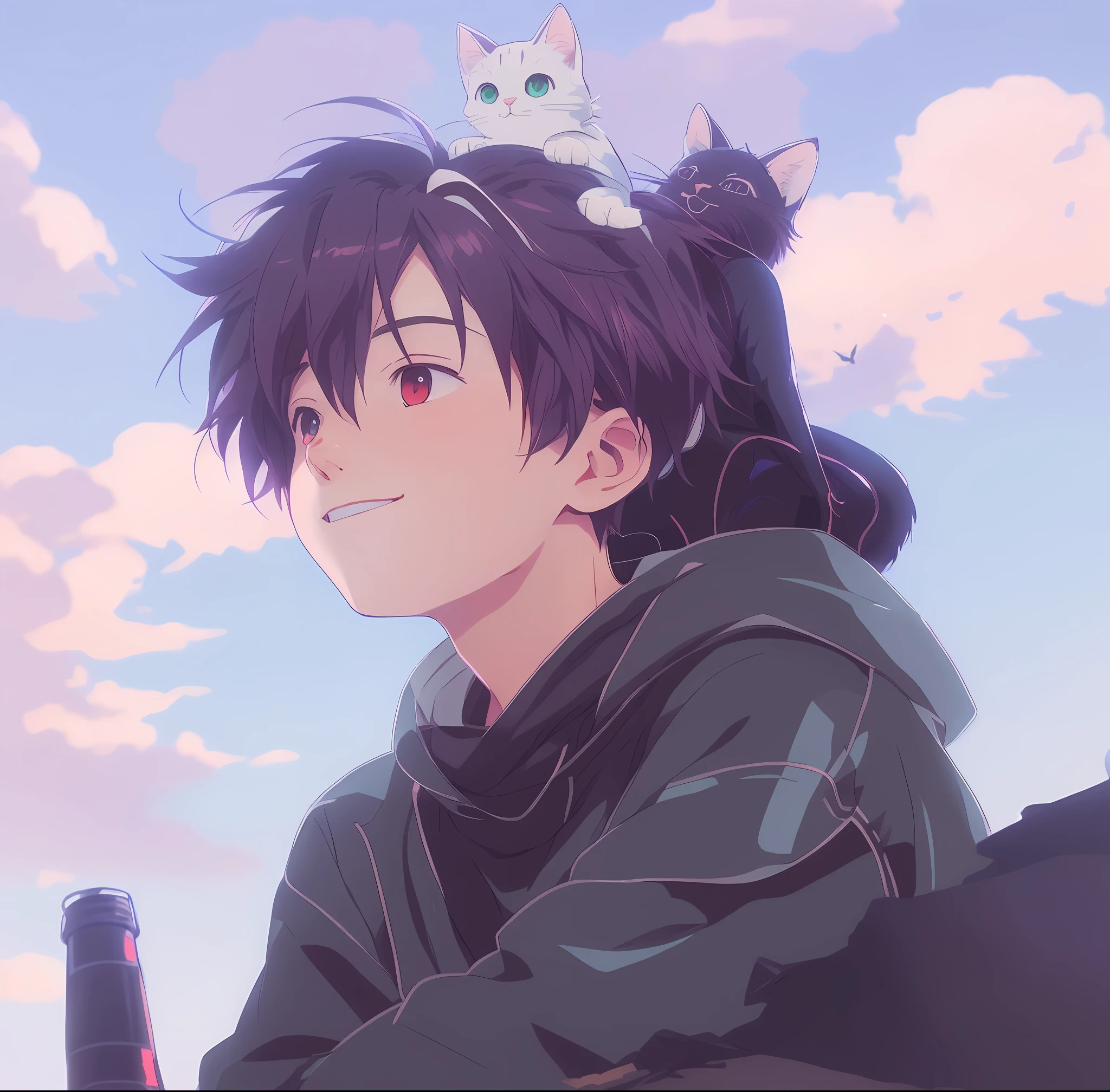 anime boy with a cat on his head, anime visual of a cute cat, guweiz and makoto shinkai, anime cat, ross tran and makoto shinkai, boy with cat ears and tail, artwork in the style of guweiz, ( ( makoto shinkai ) ), guweiz, makoto shinkai. —h 2160