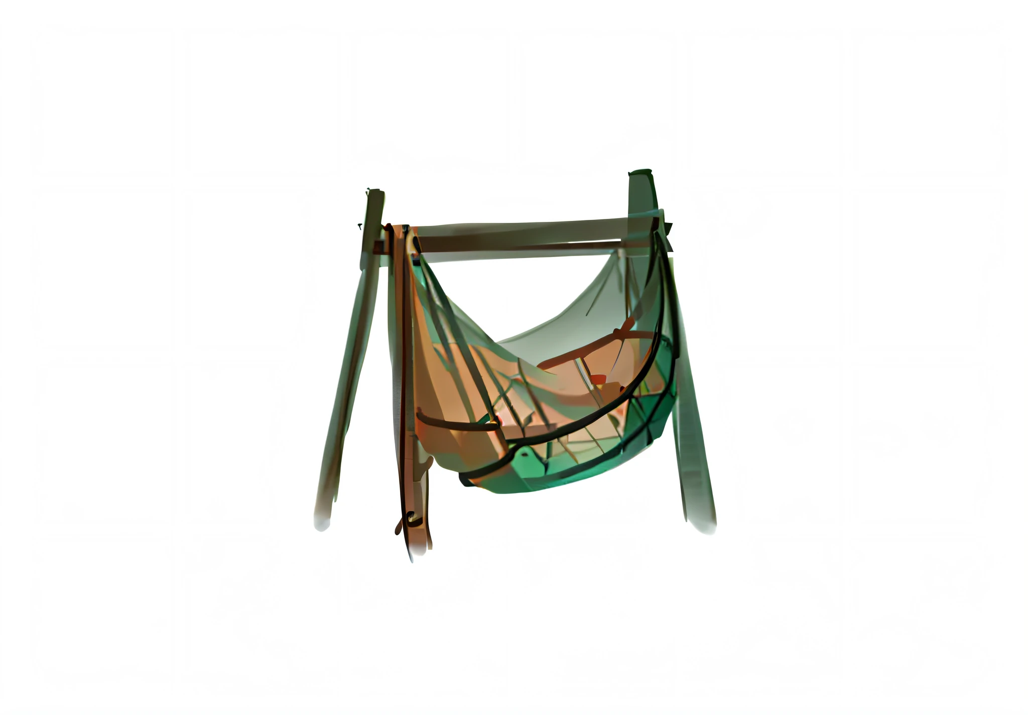 A fishing net carried on a wooden shelf