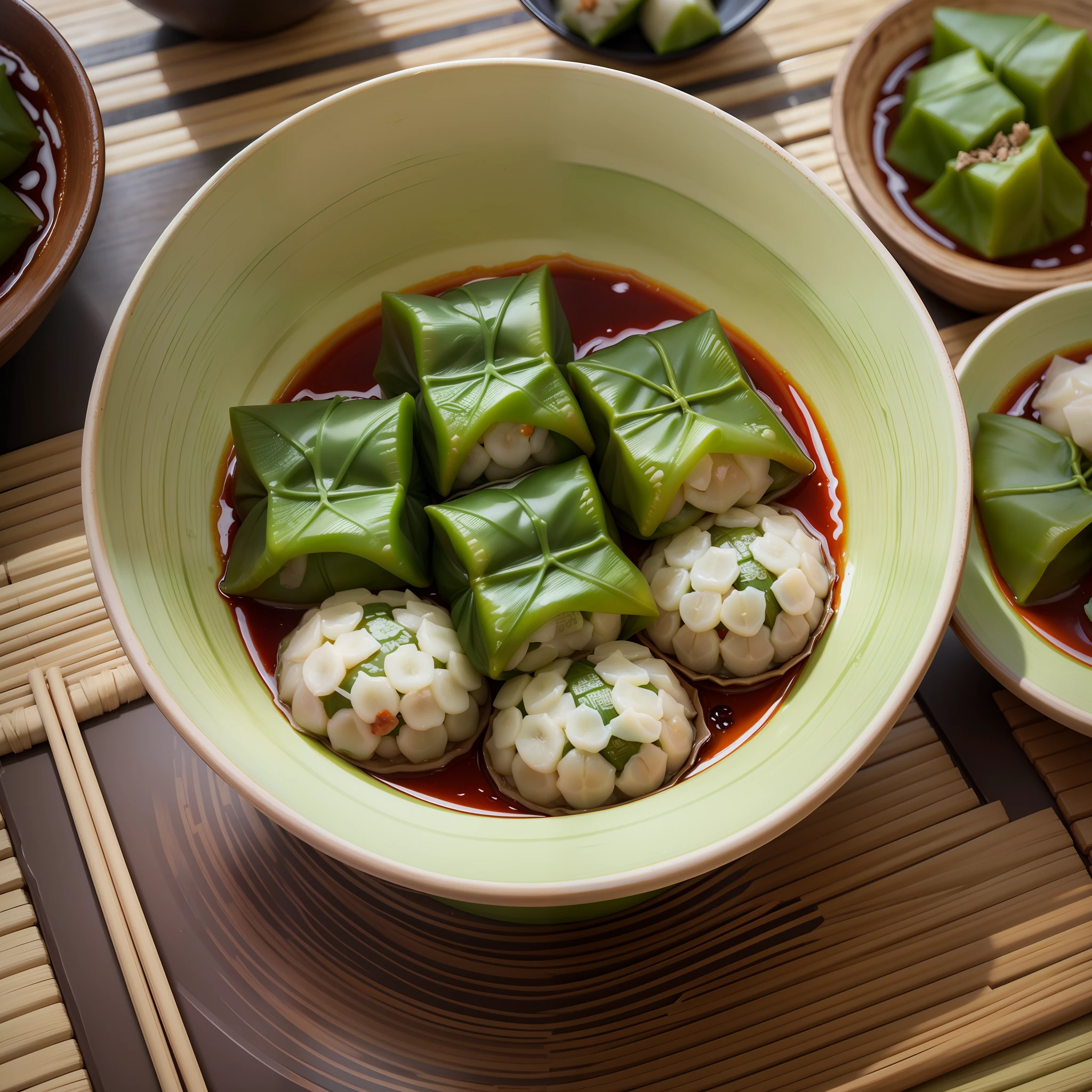 A few zongzi, the text of the rice dumplings, light green color --auto --s2