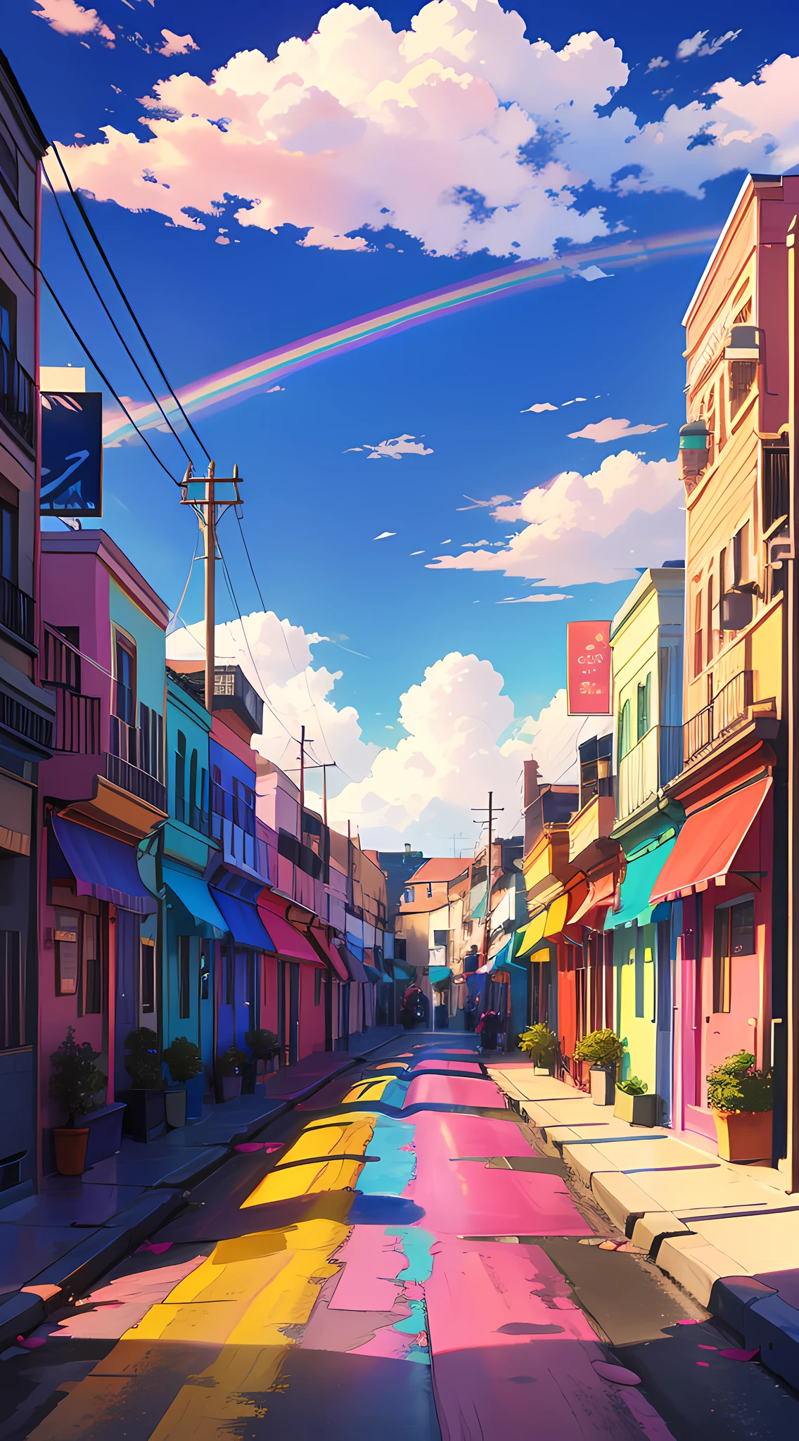 pink candy land, pillows, rainbow mix,vibrant colors,8k,sharp,anime,