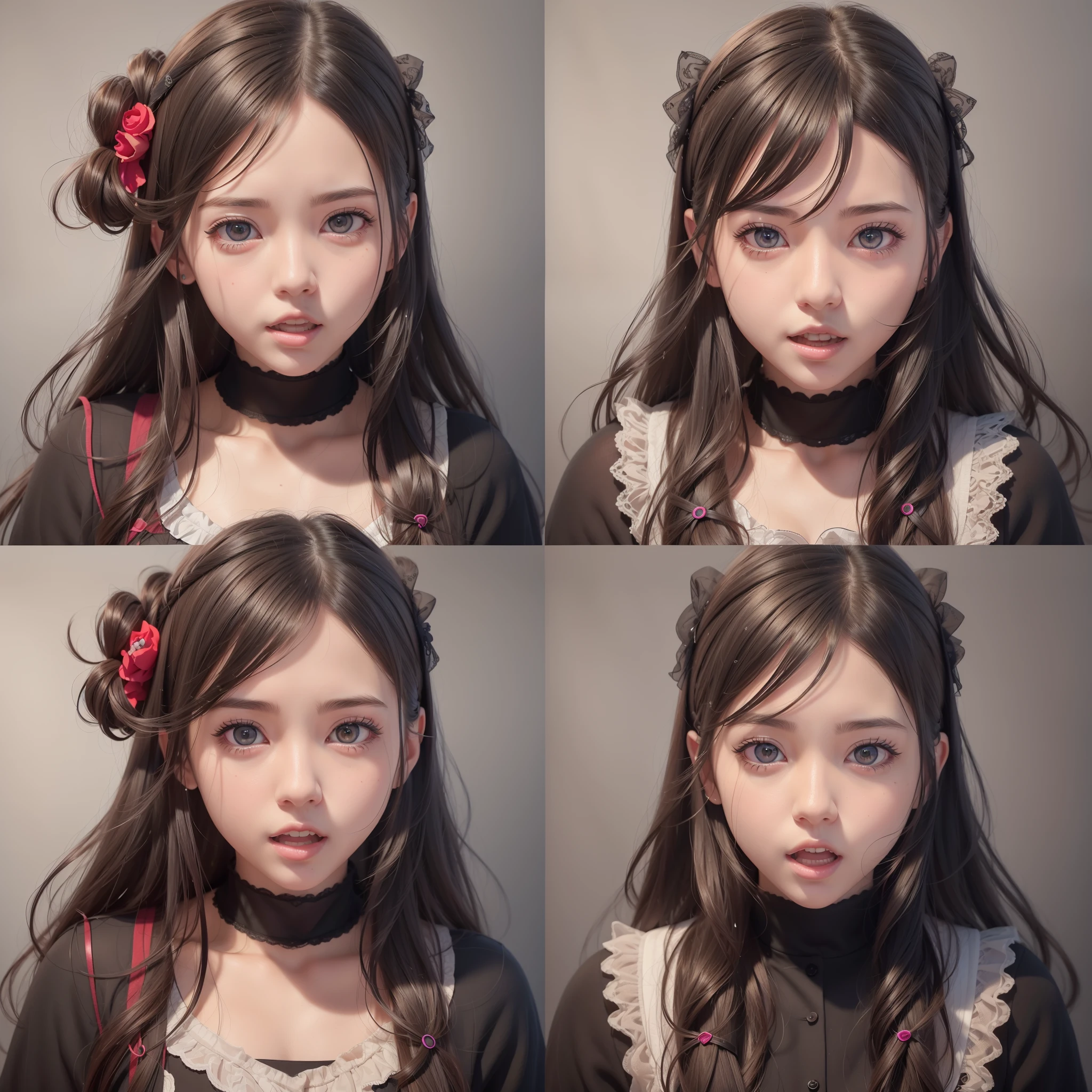 inside the mouth of a girl with different expressions on her face, detailed realistic expressions, realistic 3 d anime, photorealistic anime girl rendering, realistic anime 3d style, realistic facial expression, hyper realistic anime, guweiz style art, anime realism style, kawaii realistic portrait, hyper-realistic student, anime realism, 8k portrait rendering,  Photorealistic anime
