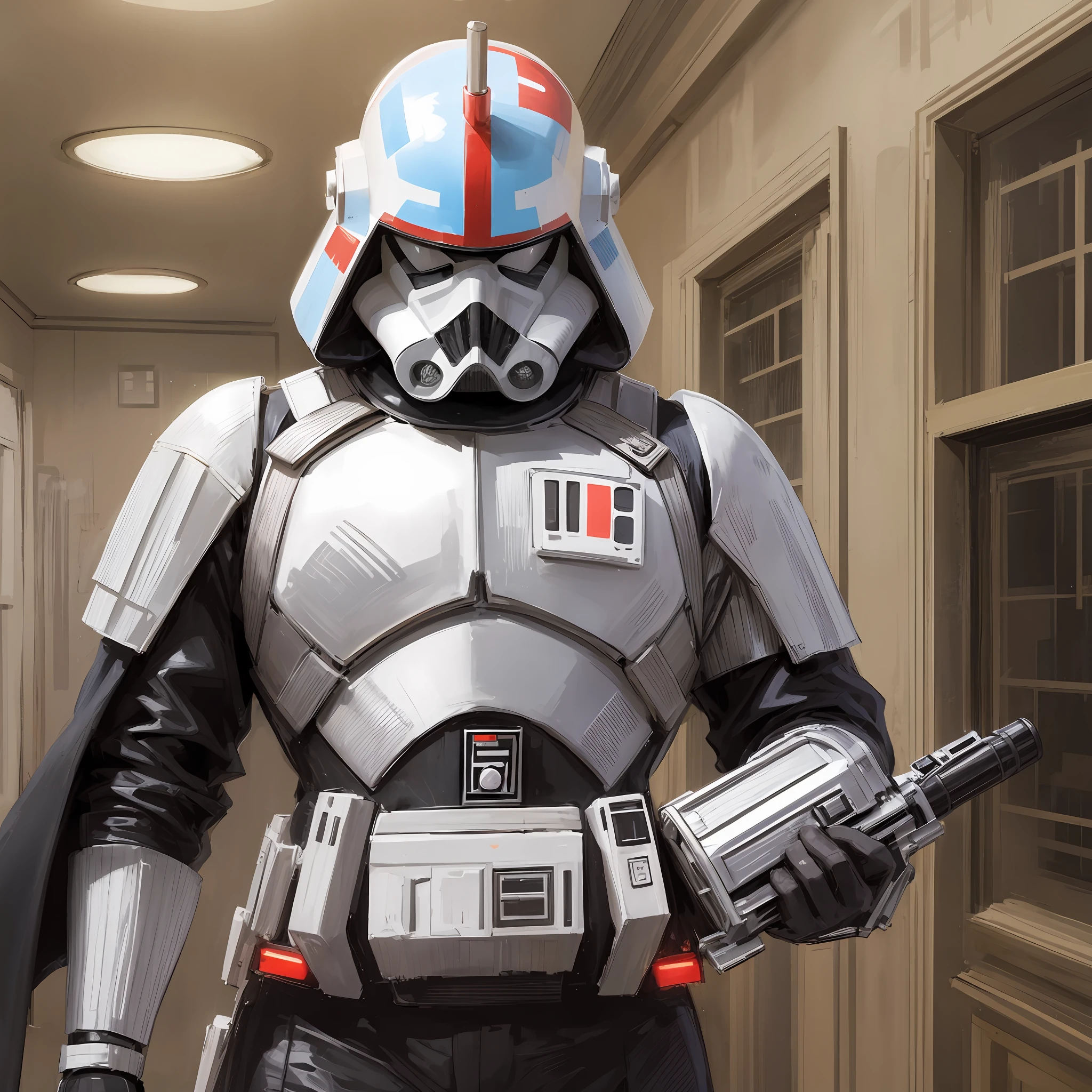 Make me a composite picture of Darth Vader and Stormtrooper. --auto --s2