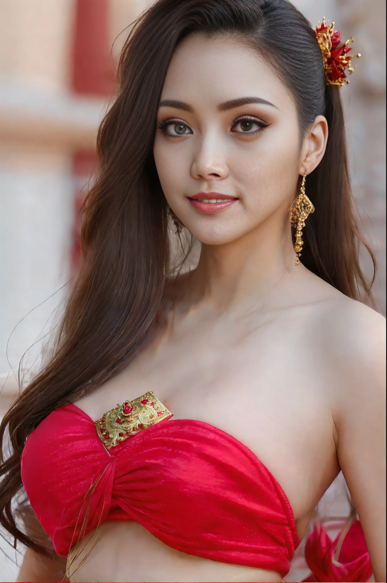 ((Top Quality, 16k, Masterpiece: 1.3)), Sharp Focus: 1.2, Beautiful Women with Perfect Figure: 1.4, Slender Abs: 1.2, (((Long Wavy Hair)), ((Normal-sized Breasts: 1.4)), ((Kpop Idol: 1.3)), ((Red Micro Bikini 1.5)), (Japanese-style Room), Highly Detailed Face and Skin Texture, Detailed Eyes, Double Eyelids, (((Pause)), (Captivating))