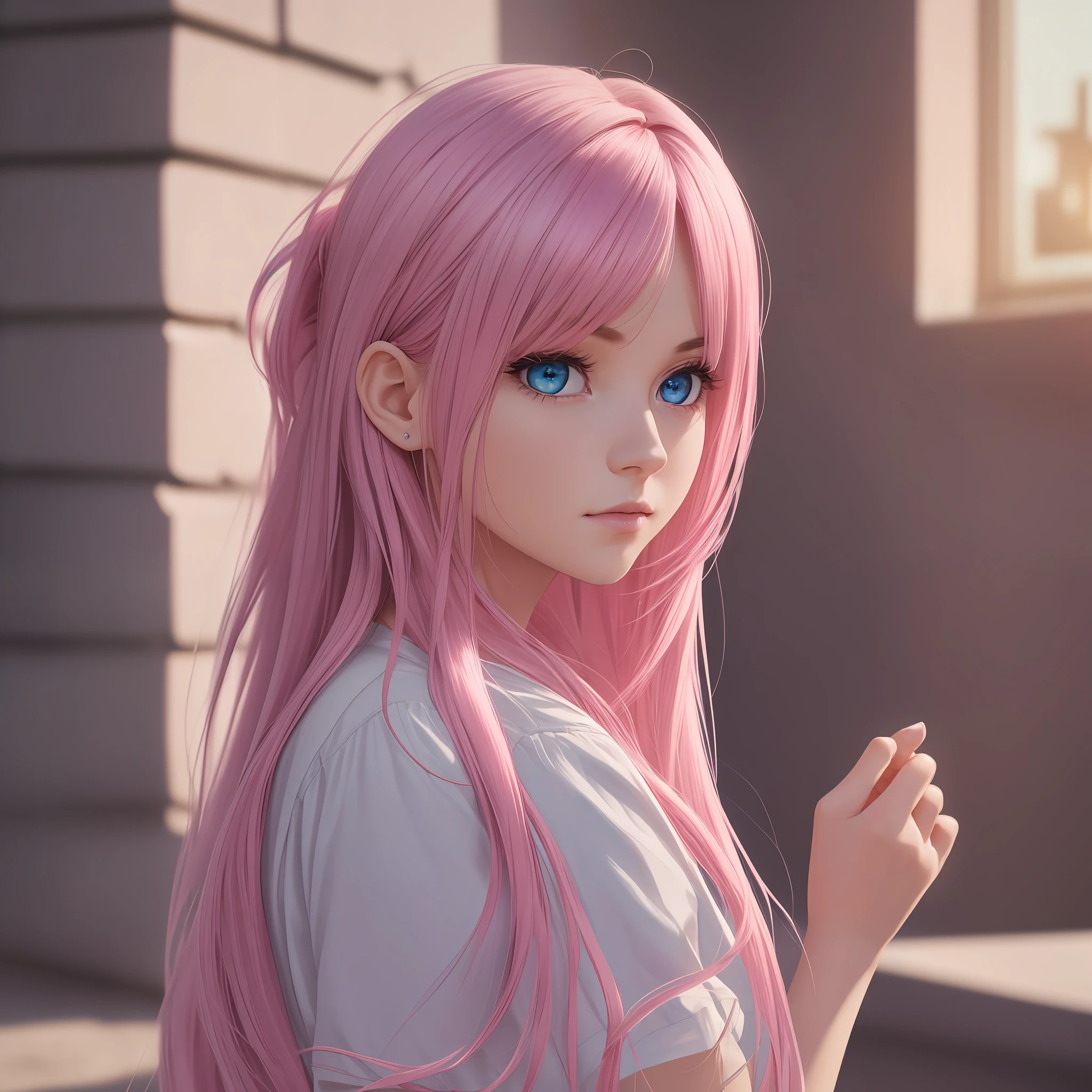 ((Cinematic Light, Top Quality, 8k, Masterpiece: 1.3)), Girl, Pink Hair, Long Hair, Casual, Seductive Open Lip, Double Eyelids, Blue Eyes, Pretty, Petite, Western Face, Big, High Nose --auto --s2