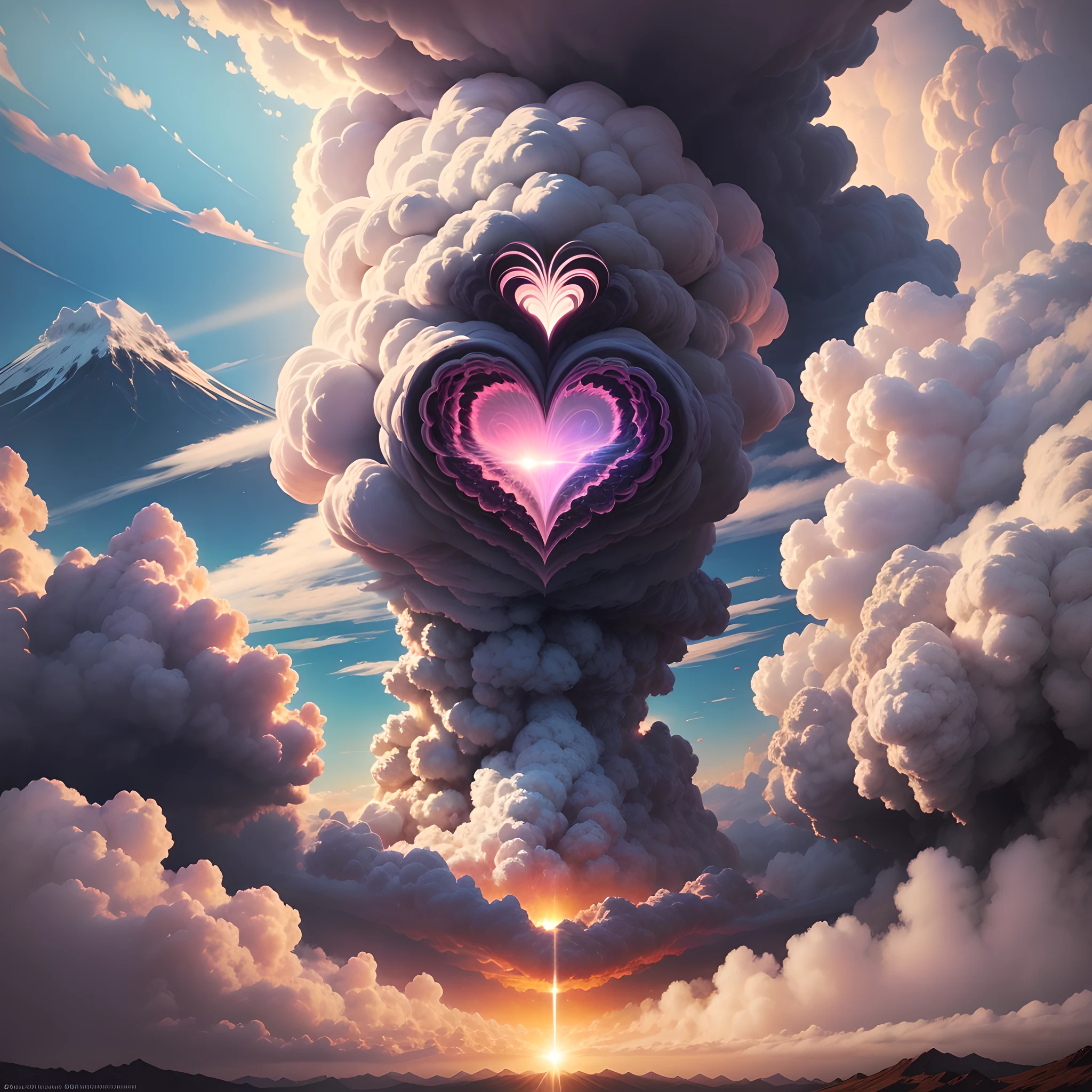 Alafid smoke rising from the mountain road, huge love heart cloud, amazing volcanic eruption, huge love heart cloud, a large number of clouds, cloud vortex, huge love heart cloud, huge cumulonimbus cloud, extreme fluffy cloud, huge love heart explosion, beautiful love heart cloud, breathtaking love heart cloud, epic love heart cloud, wow love heart cloud, rolling love heart cloud, exploding powder, huge explosion love heart cloud Photos, real --auto --s2