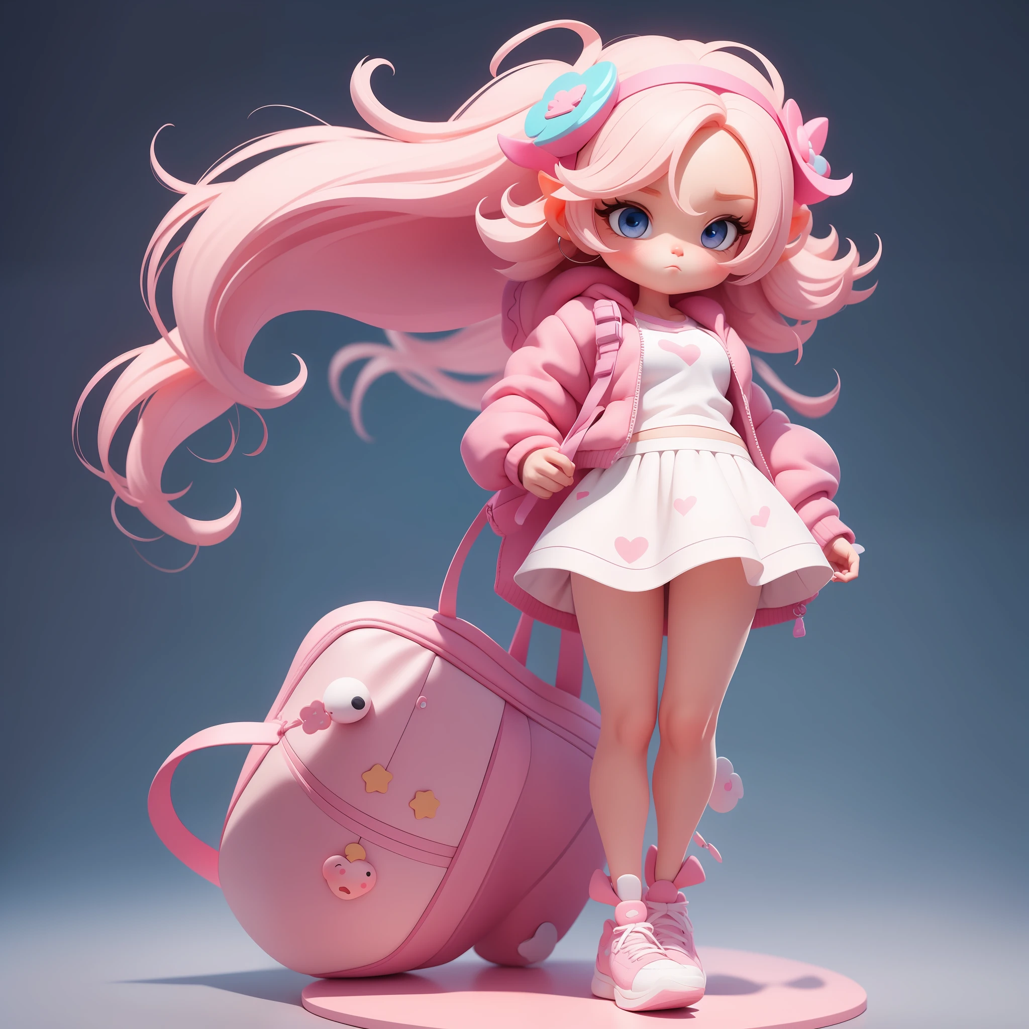 a super cute girl, full body, dreamy cute hair accessoriesPopmart Blind Box, IP design, clean and bright background3D rendering, OC rendering, 8k, soft focus, fine Glossysuper detail --ar 3:6 50 --q 2 --niji 5 --style expressive --s 2