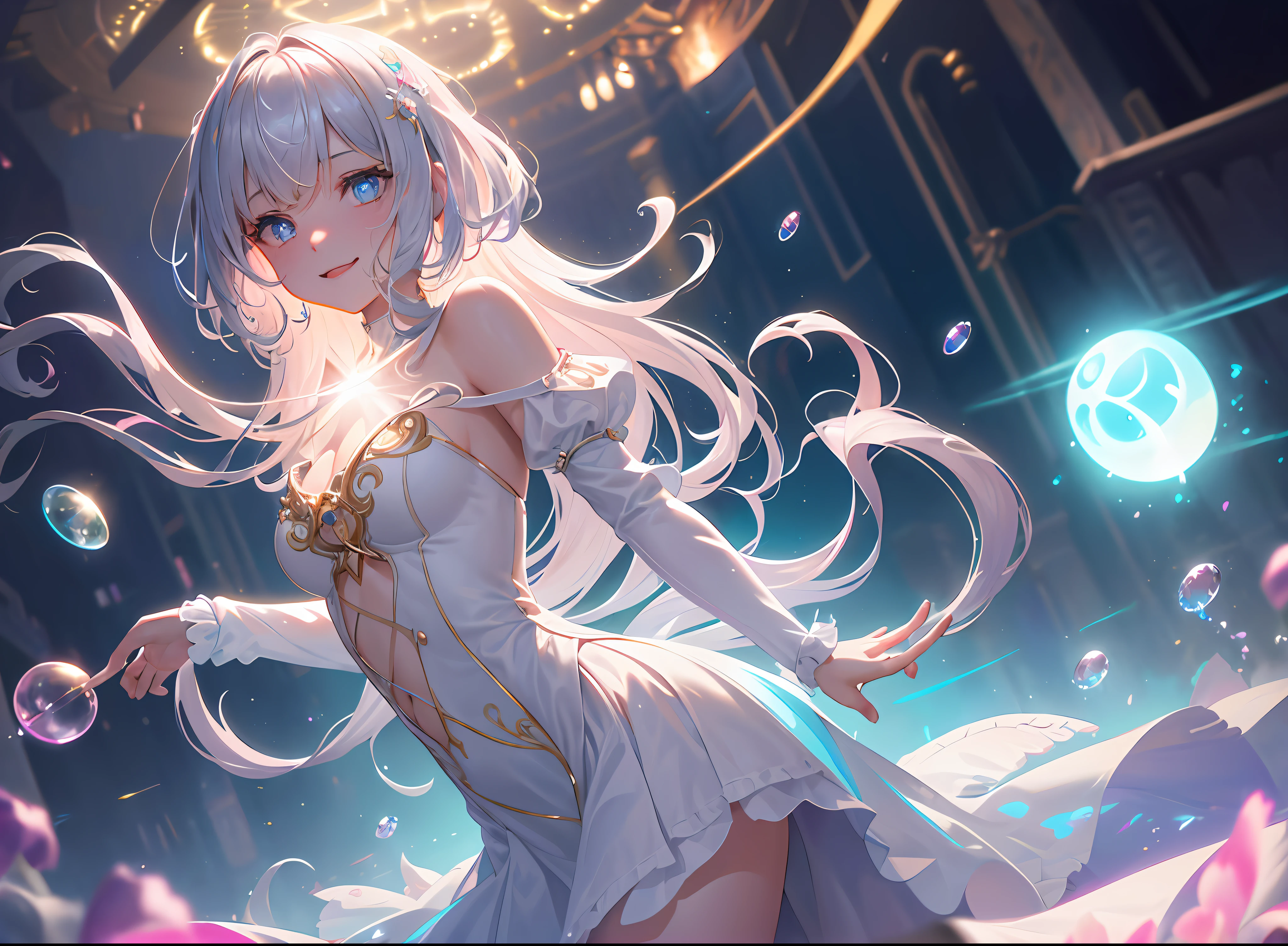 (Masterpiece:1.2), best quality, (illustration:1.2), (ultra-detailed),Eye focus,(Masterpiece Glow, pink lens flare), (Cinematic background), hyper details, (delicate detailed), ( intricate details) ), octane render, hdr, (hyperdetailed:1.15), ((colourful)), (soft light:1.2), 1male,, ultra-detailed eyes, mature, thick, rainbow painting drops, paint teardrops, men composed of paint, fully painted, splat, splash, outdoor, (Bioluminescent Hair: 1.1), (Glowing Eyes), (Silver Hair)), (Cinematic Masterpiece), Ferocious, Powerful, Splashing Colors Absolutely Eye-catching, (Movie Headlights), ((Caustic)), Dynamic Angles, Beautiful Details Glow, Ambient Occlusion, Ambient Light, Ray-Traced Reflections, (Best Lighting, Extremely Delicate and Beautiful), ((Cinematic Light)), (Soft: 2), (Otherworld Events), Otherworld Portals, Dreaming, (Curious), (Mysterious), (Exploring New Worlds), (Whimsical :2), Intricate Background, Vitality, Spirit, (Gentle Smile), Dreamland, Skyscraper, (Tree of Life), Vortex, Magic Array, 2 Legs, 2 Arms