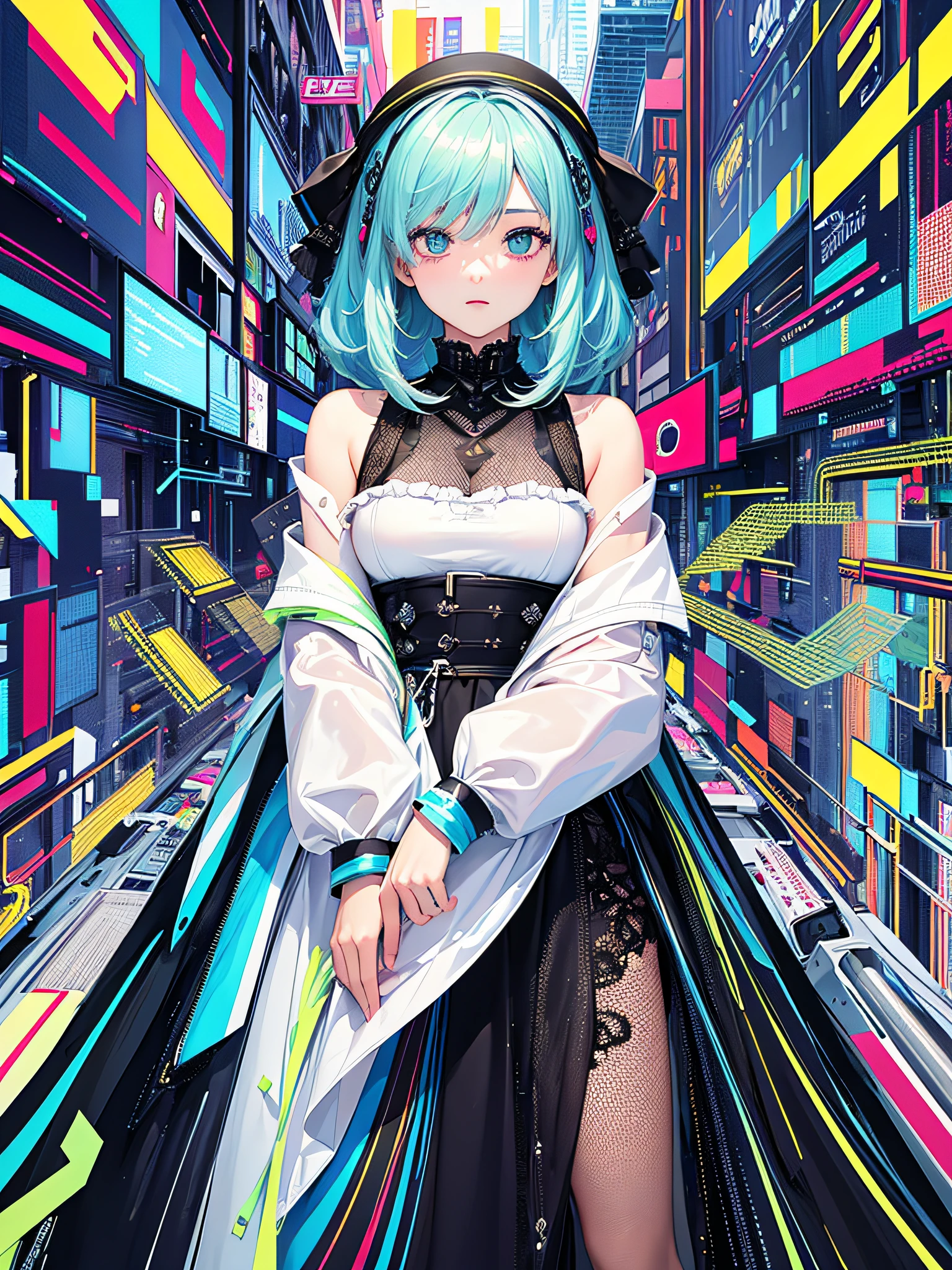 (masterpiece, top quality, best quality, official art, beautiful and aesthetic:1.2), (1girl:1.3), glitch art, (digital distortion), pixelated fragments, data corruption,colorful noise, visual chaos,contemporary aesthetics