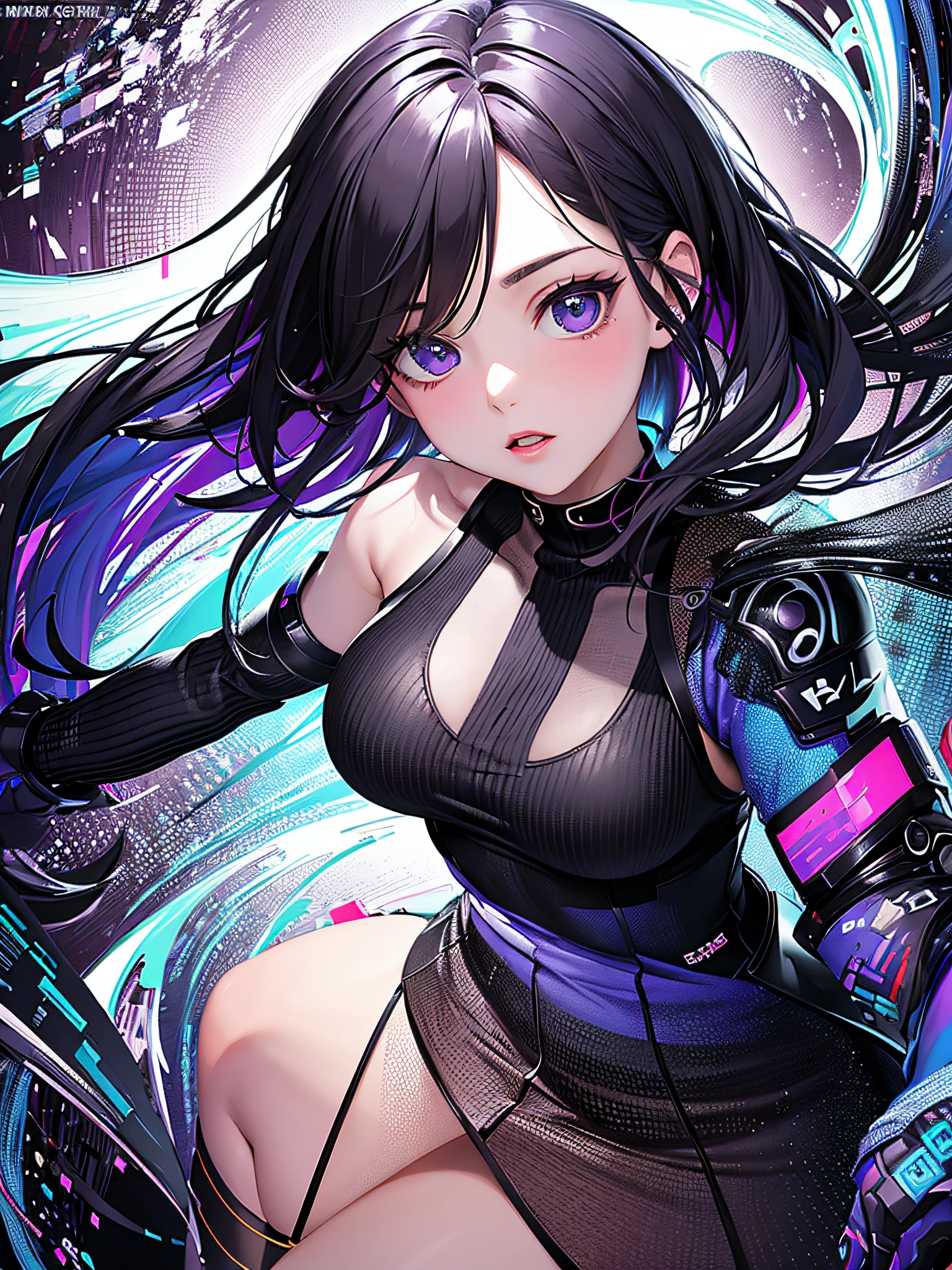 (masterpiece, top quality, best quality, official art, beautiful and aesthetic:1.2), (1girl:1.3), glitch art, (digital distortion), pixelated fragments, data corruption,colorful noise, visual chaos,contemporary aesthetics