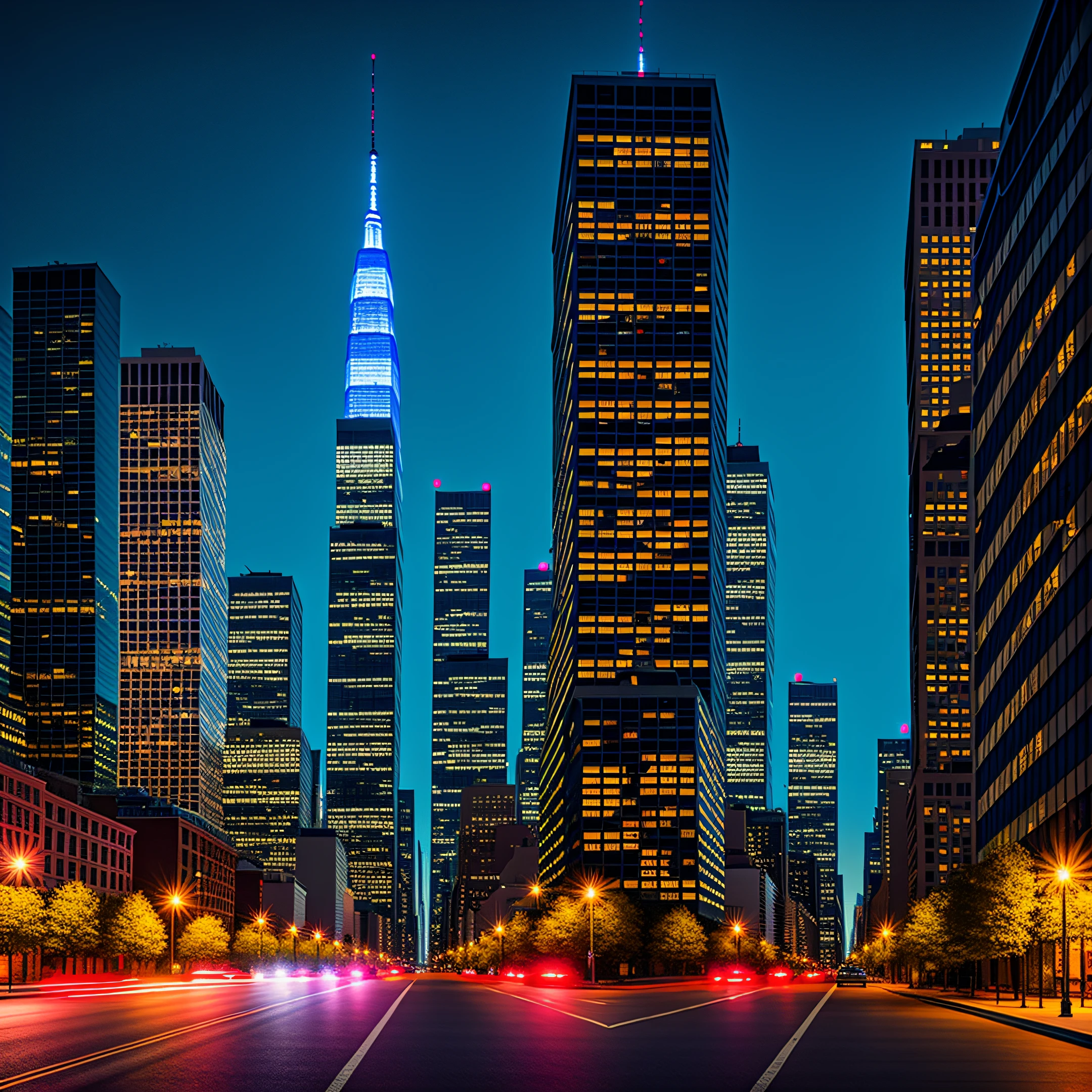 Photo realistic Street of manhatten AT night