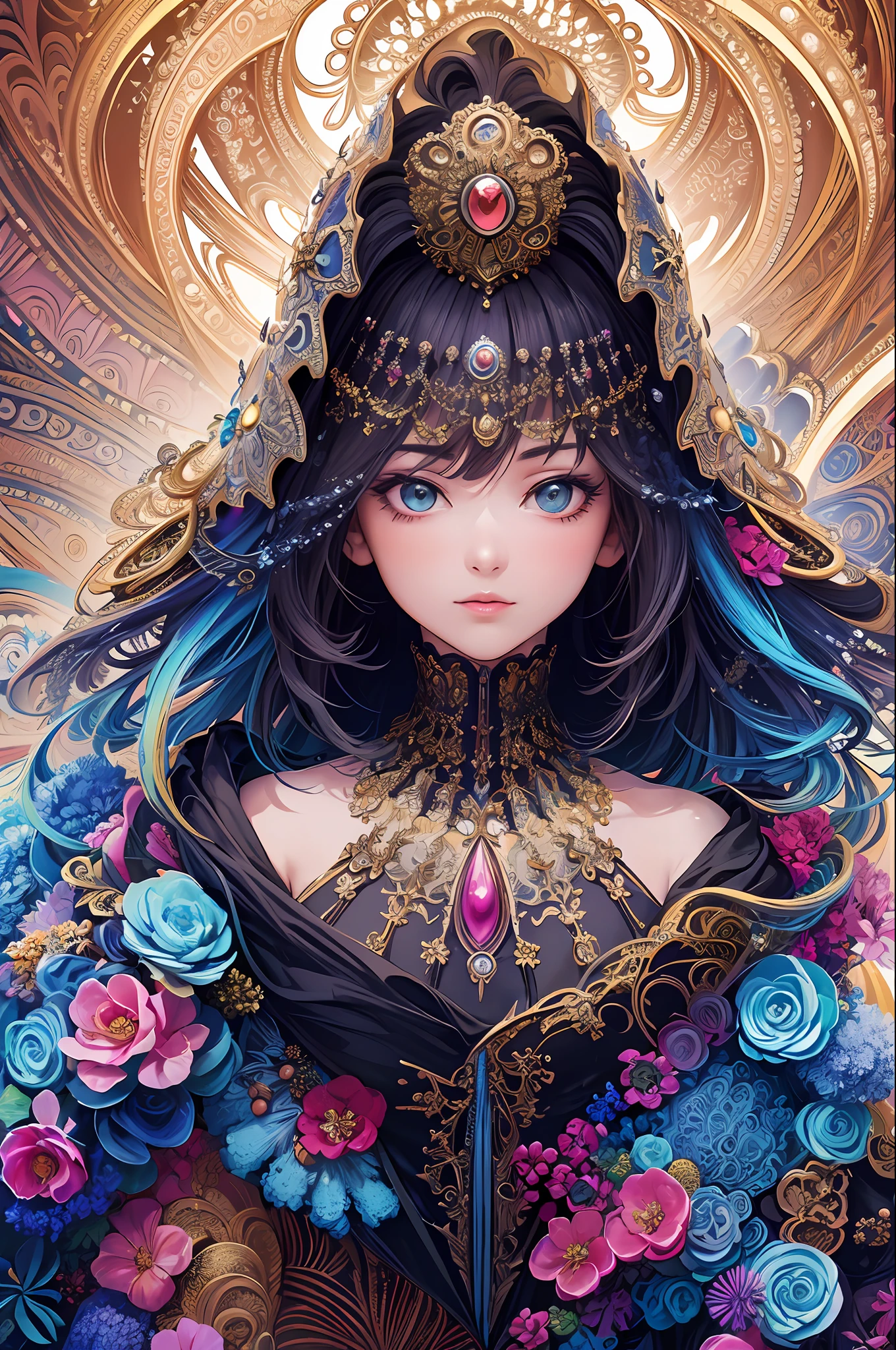 (masterpiece, top quality, best quality, official art, beautiful and aesthetic:1.2), (1girl), extreme detailed,(fractal art:1.3),colorful,highest detailed