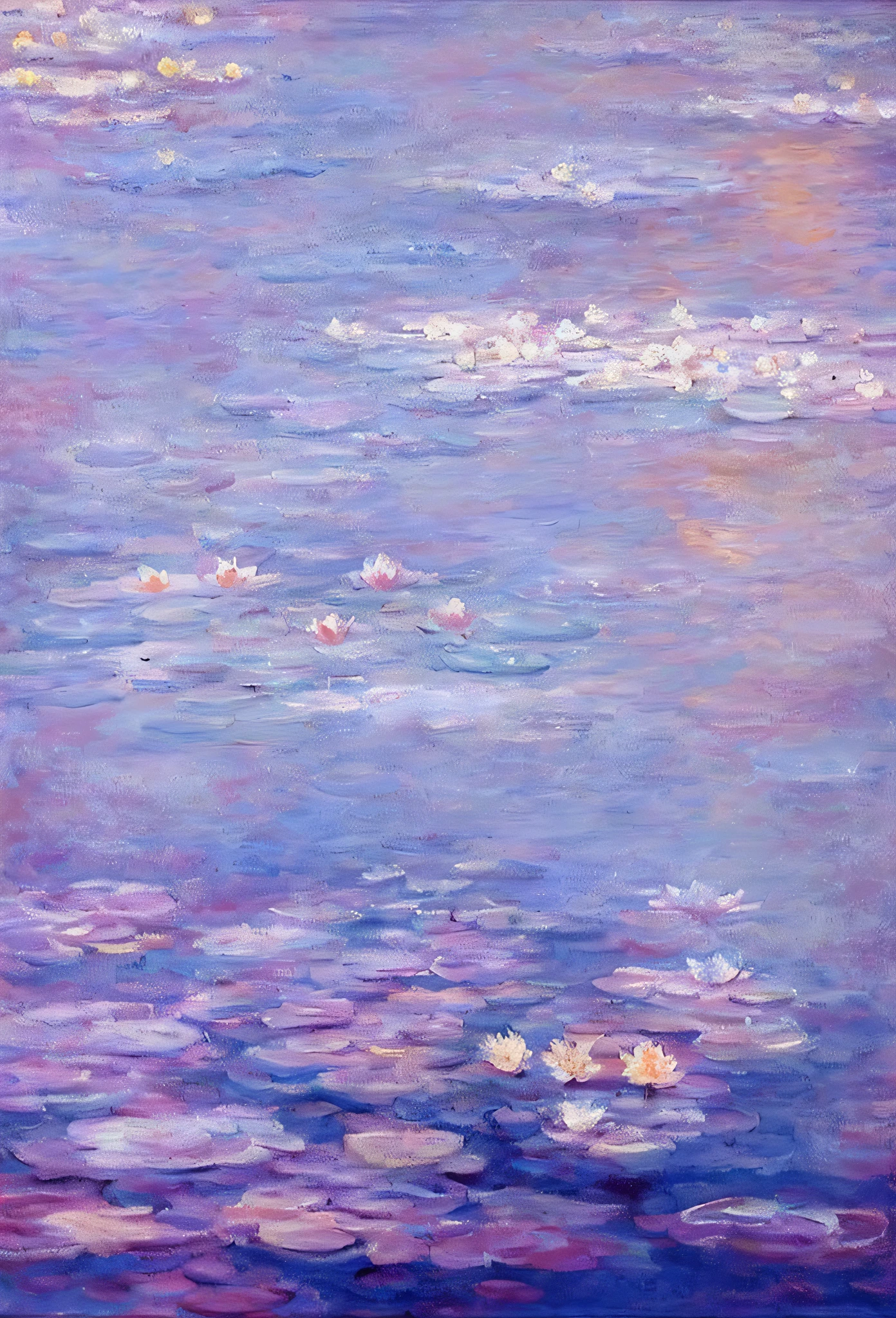 painting of a painting of water lilies in a pond, by Claude Monet, by claude monet, monet style, style of monet, by Monet, claude monet), by Blanche Hoschedé Monet, charles monet, inspired by Blanche Hoschedé Monet, monet painted, monet painting, inspired by Claude Monet, inspired by Monet, water lilies, impressionism style