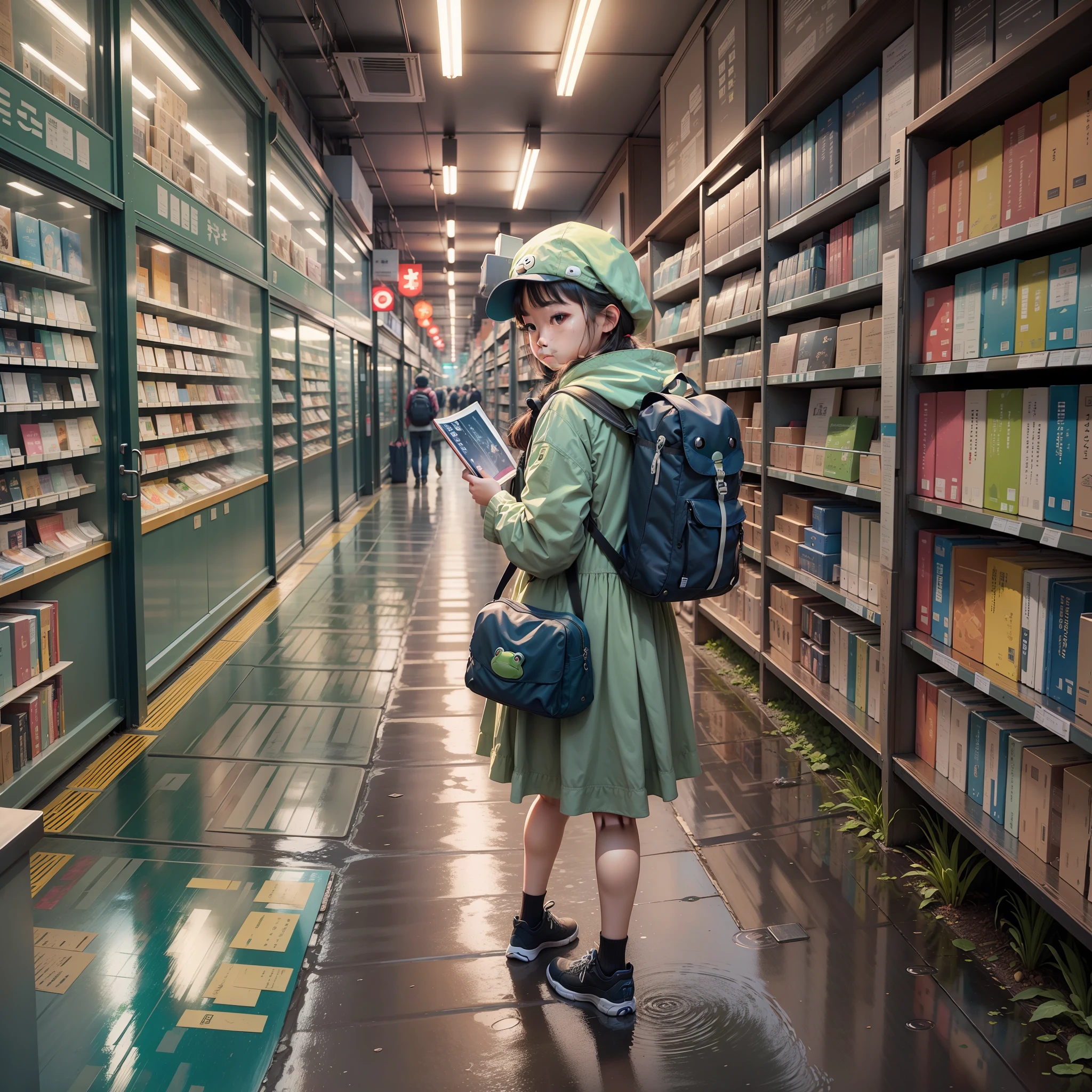 A picture, element contains:Book bags、froggy、trip、Books、Simplicity --auto --s2