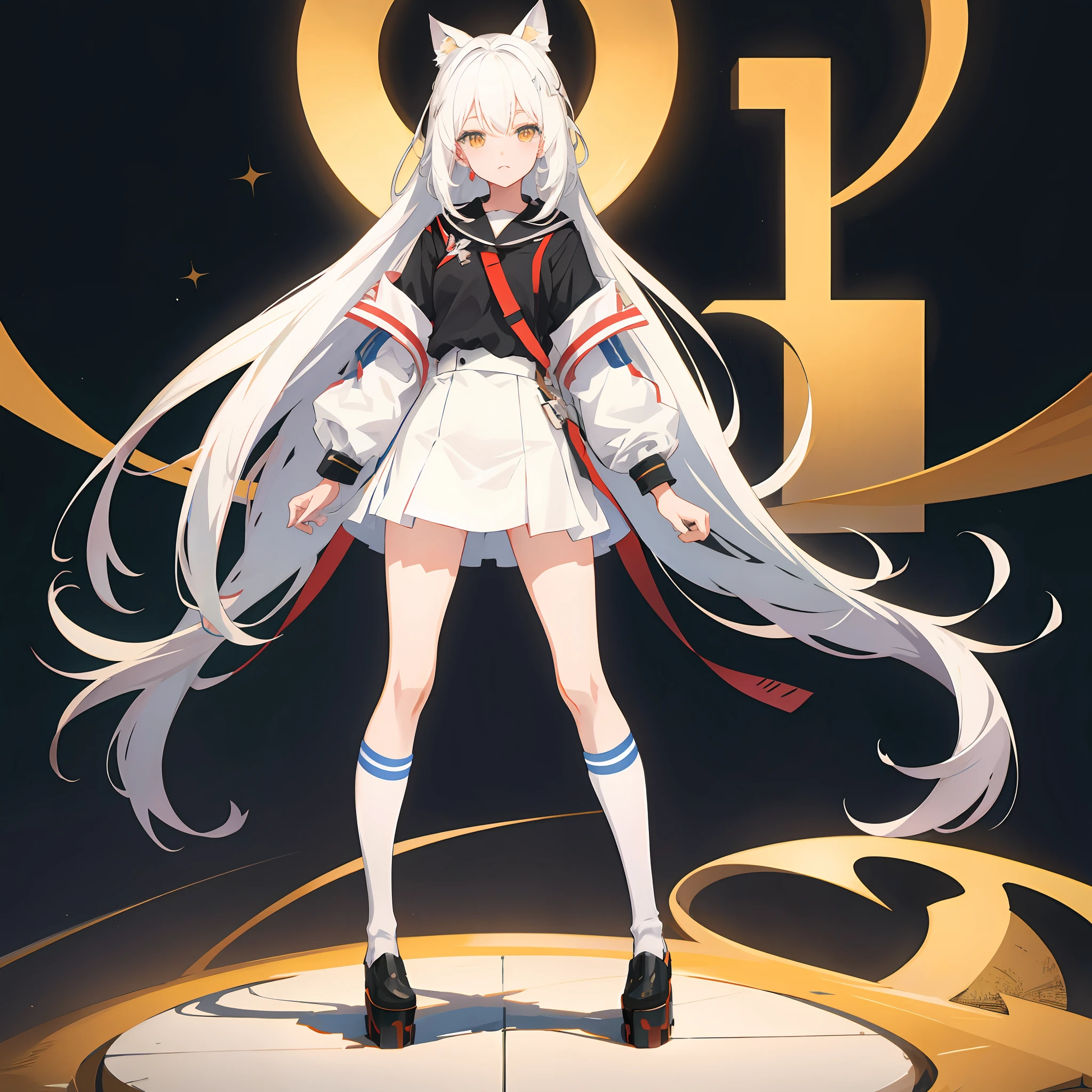 anime character with long white hair and a cat ears standing on a platform, white haired deity, white - haired fox, white cat girl, trending on artstation pixiv, official character art, from girls frontline, a-1 pictures, azur lane style, from arknights, anime visual of a cute girl, official character illustration, anime style 4 k --auto --s2