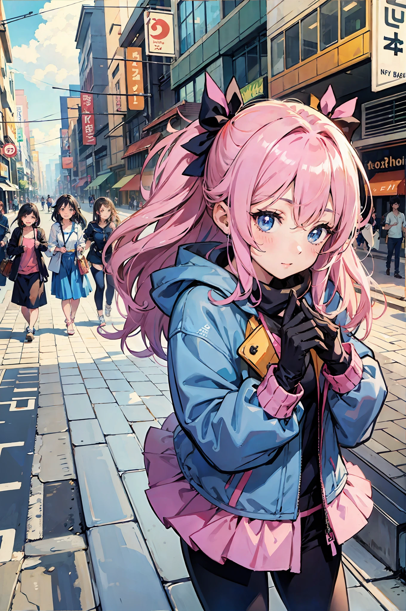 (best-quality:0.8), perfect anime illustration, extreme close-up of cute beauties strolling through the city. --auto --s2