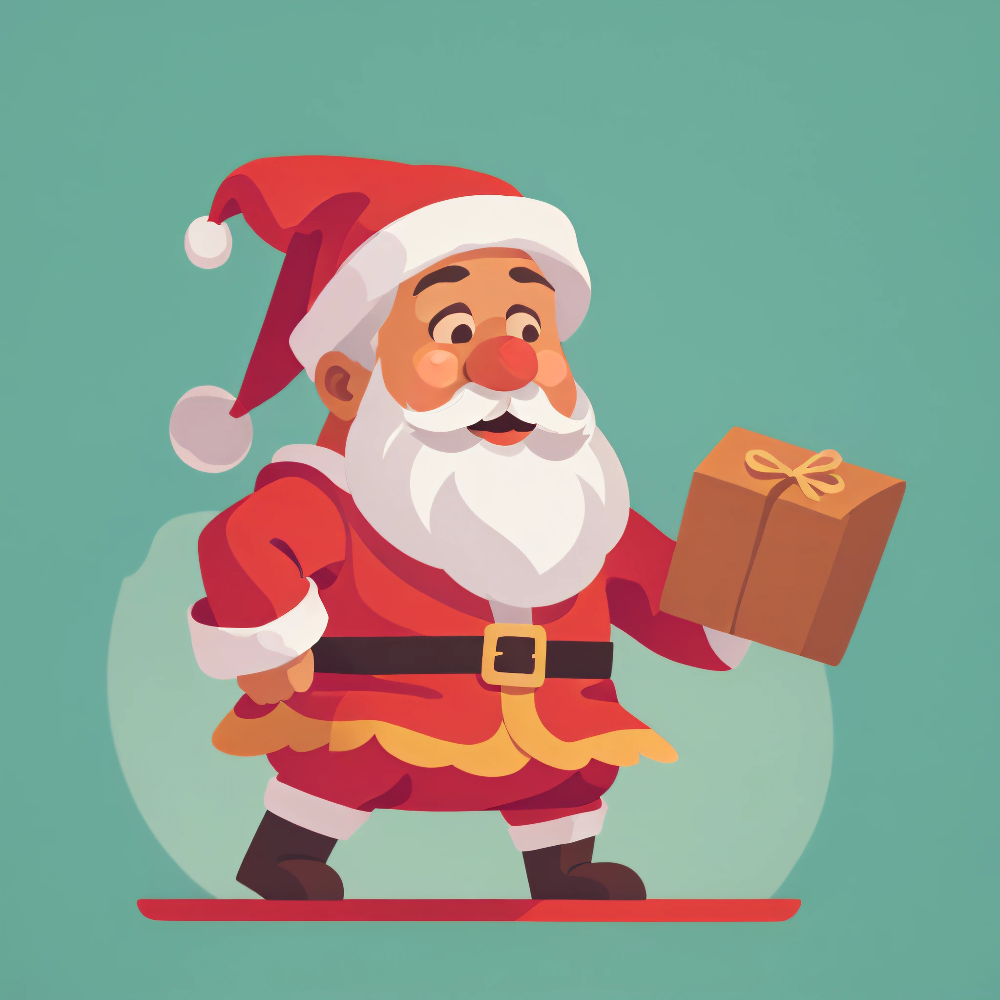 Santa Claus, front avatar, kids style, cartoon illustration style, vintage tone, icon, flat style, simple background