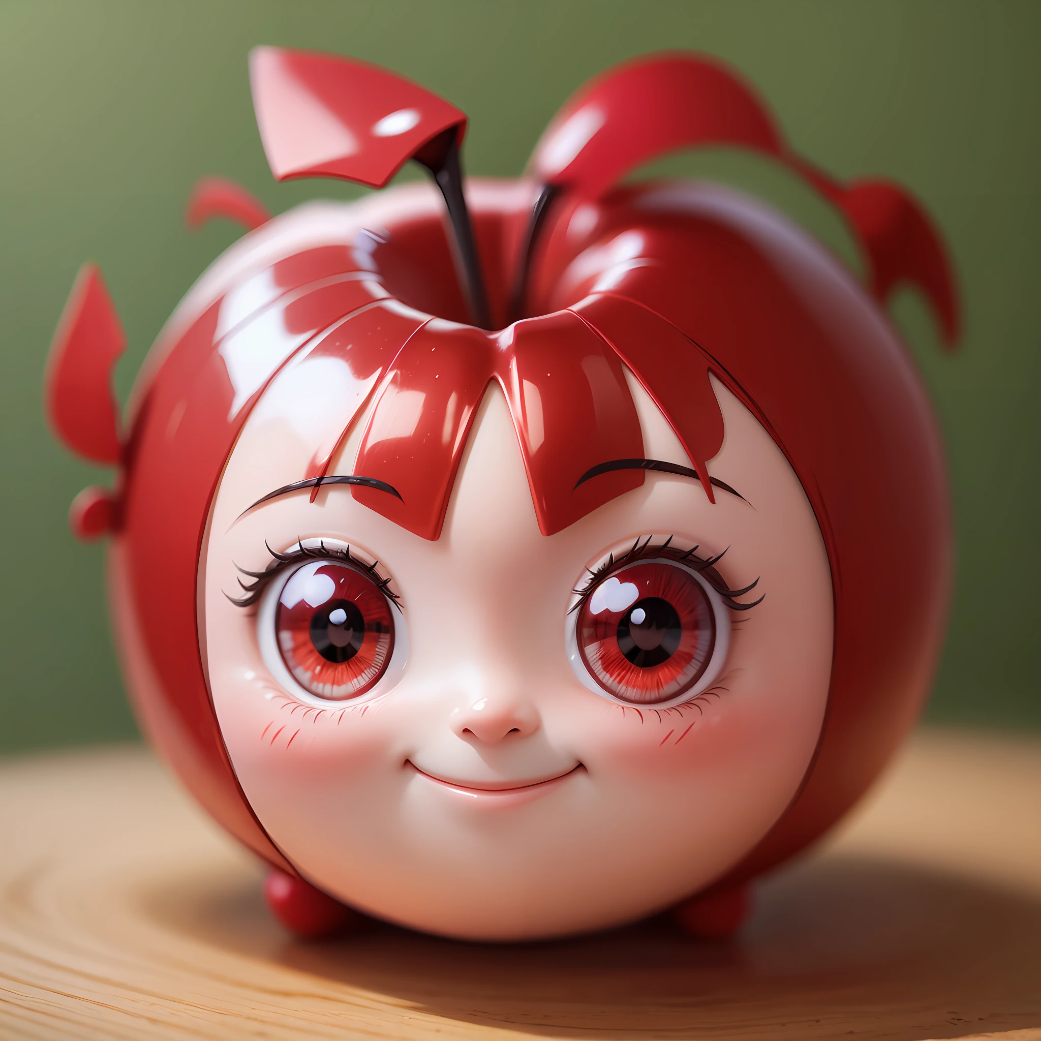 Red apple-shaped cartoon character, smiling face --auto --s2