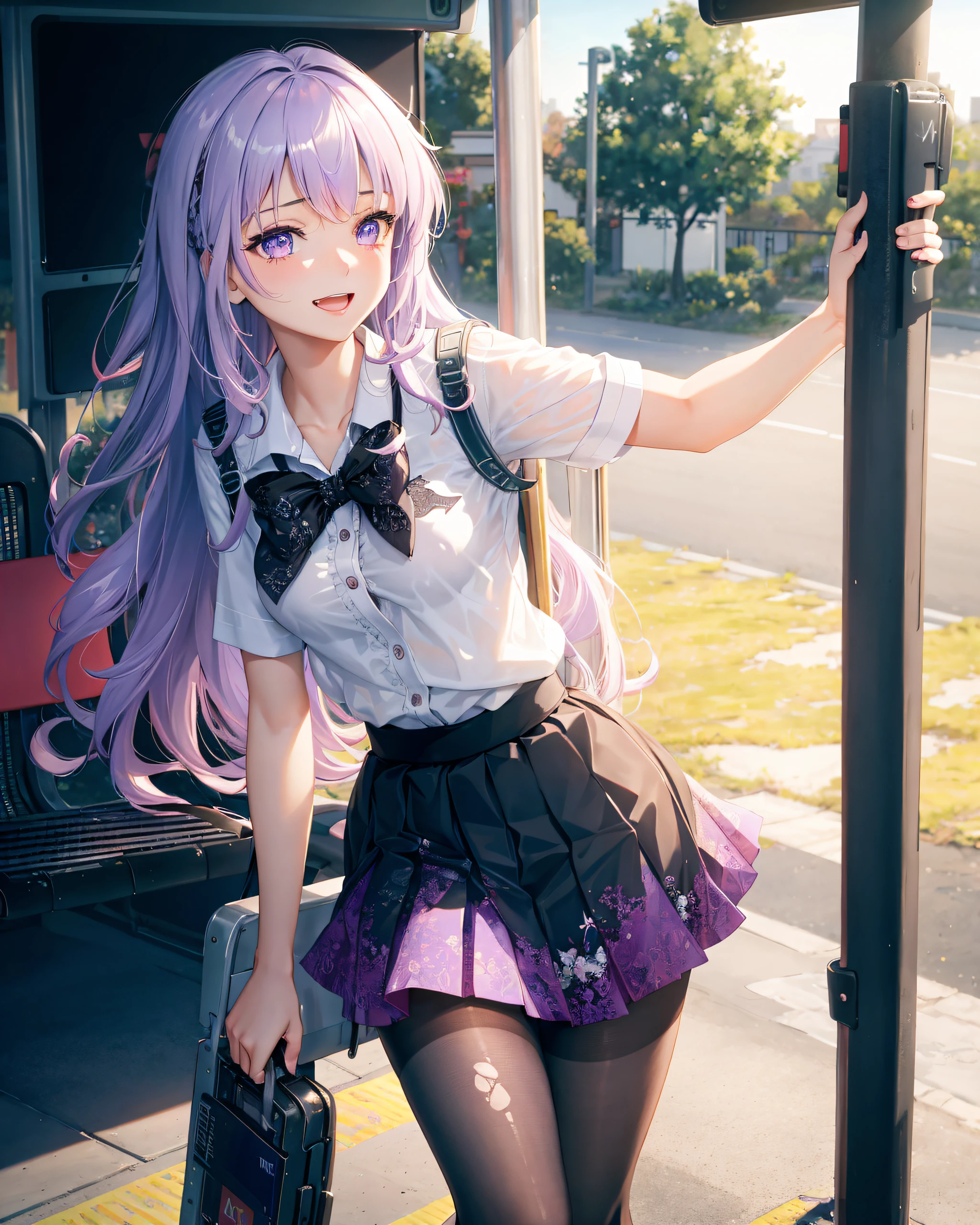 (masterpiece, best quality, extremely detailed CG, beautiful detailed eyes, ultra-detailed, intricate details:1.2), 8k wallpaper, elaborate features,
(1girl, solo:1.4), 
(realistic textures:0.8),  highres,  cute,  (vibrant colors, dynamic lighting:1.0),  (high contrast:0.8), 
 (shot hair,  light purple hair:1.3),  (medium breast:1.4), (cum on breast:1.0),  (medium shot:1.2),
cum on hair, hakama short skirt,  torn, 

pantyhose,   print bra,  open dress,
(crazy smile:1.0),
(Wet dress:0.5),
(shirt pull:0.5),

fighting stance, projected inset, (bus stop:1.6), :<,  back focus, 
(skirt:1.4), (untied:1.1), 
(clothed,   smile:0.9), deepthroat, 

 (spanked:1.4), (nsfw:1.15), 
 confident expression,  (fullbody:1.1),