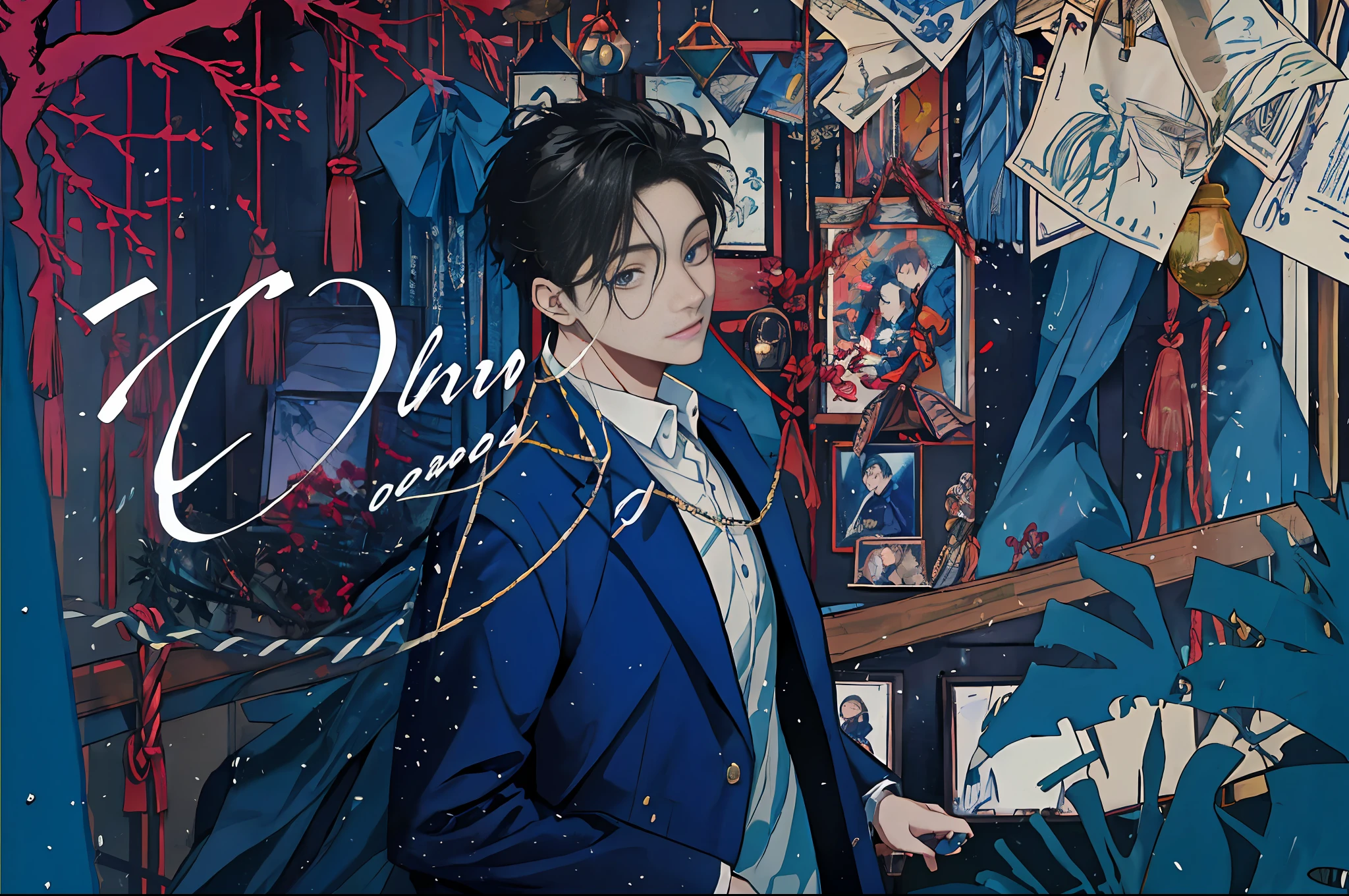 arafed image of a man in a blue jacket standing in front of a curtain, one day, official artwork, album art cover, one rainy day, hyung tae, 1 as february), (1 as december, official fanart, one, album art, on a sunny day, album artwork, poster shot, album cover, official art, cover shot, 2d