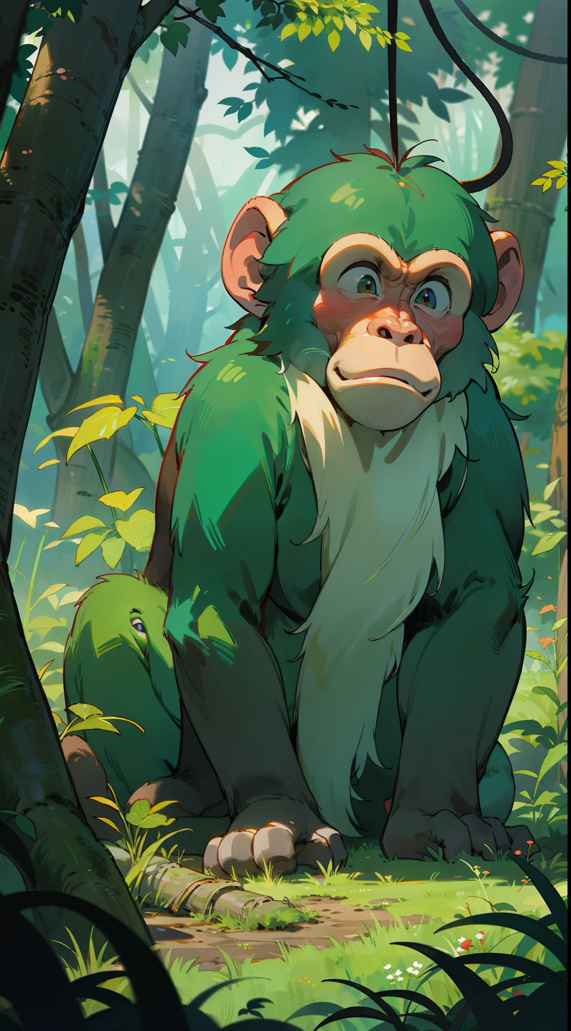 Mystic Forest, Monkey, Vine, Grass, 8K, High Quality,