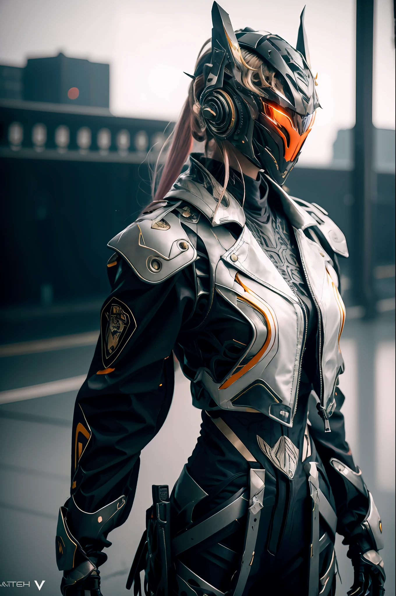 Close up face, half body, 18 year old girl, wearing Tank-top samurai girl, crop top, tech wear jacket, tactical baggy pant, backpack, katana, samurais, 1 girl, solo, half body view, perfect face, yellow hair, pink hair, vr headset, Vr samurai, vr glasses, white and orange techwear, vest, techwear japan, hyper realistic, film grain, 1 japanese girl, WARFRAME, intricate pattern, heavy metal, energy lines, faceless, glowing eyes, elegant, intense, blood red and black uniform, solo, modern, city, streets, dark clouds, thunderstorm, heavy rain,
dramatic lighting,
(masterpiece:1.2), best quality, high resolution, beautiful detailed, extremely detailed, perfect lighting,