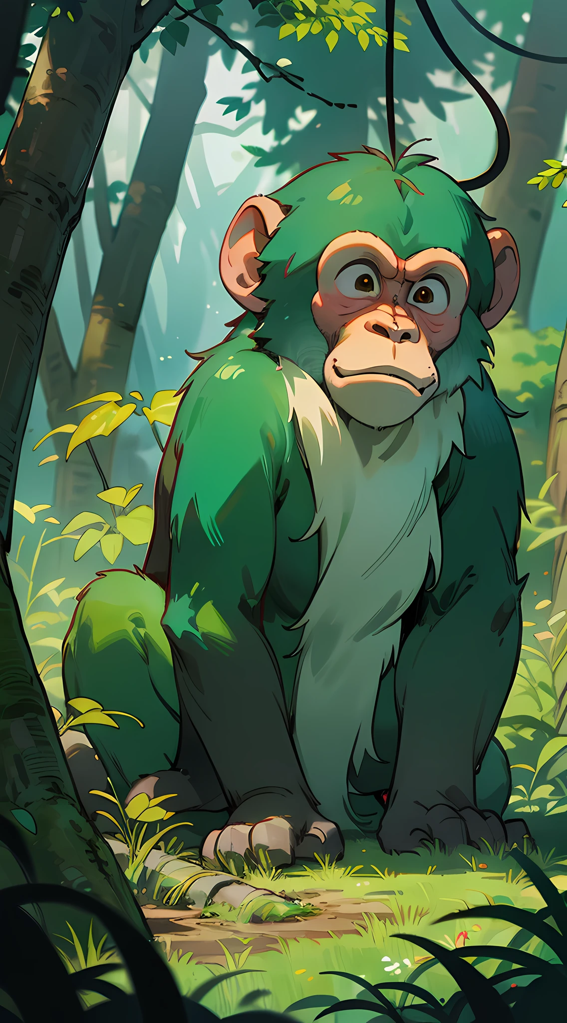 Mystic Forest, Monkey, Vine, Grass, 8K, High Quality,