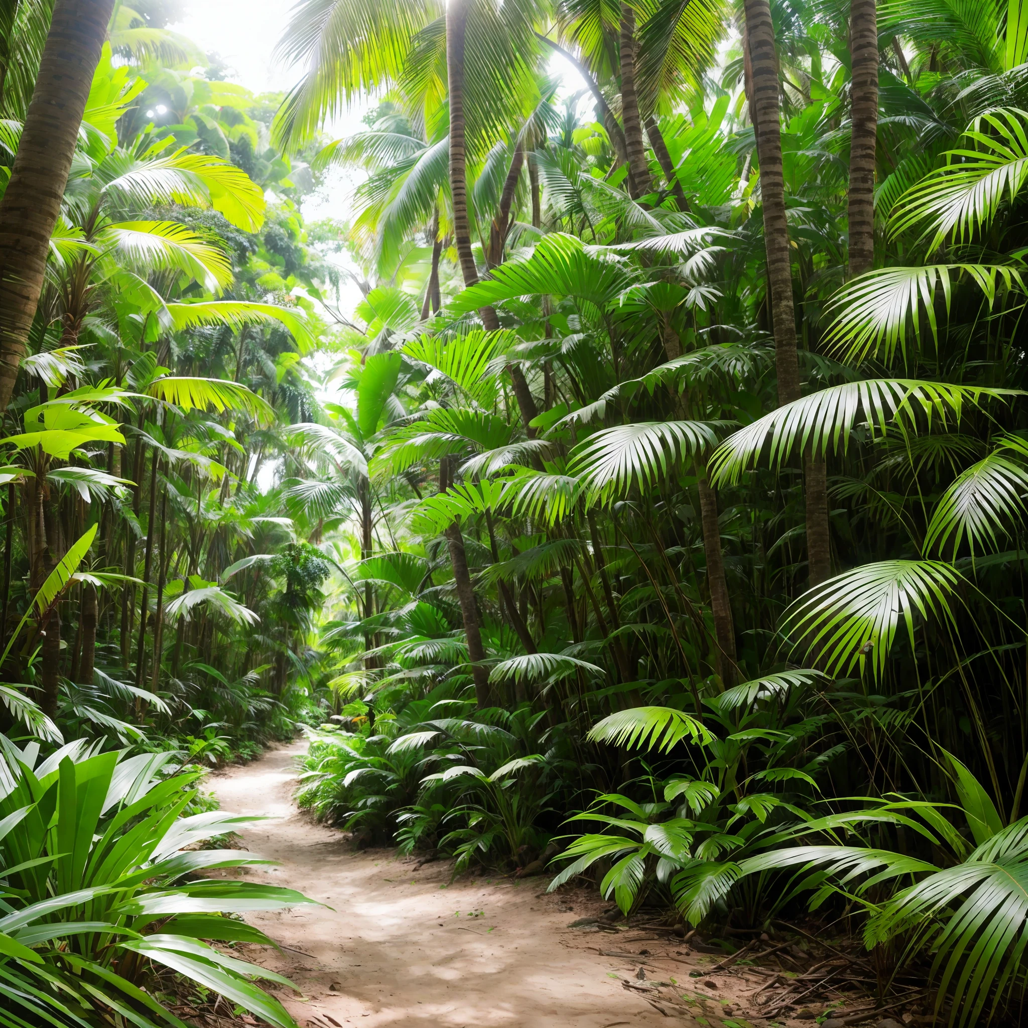 Tropical forest with a small path to the beach