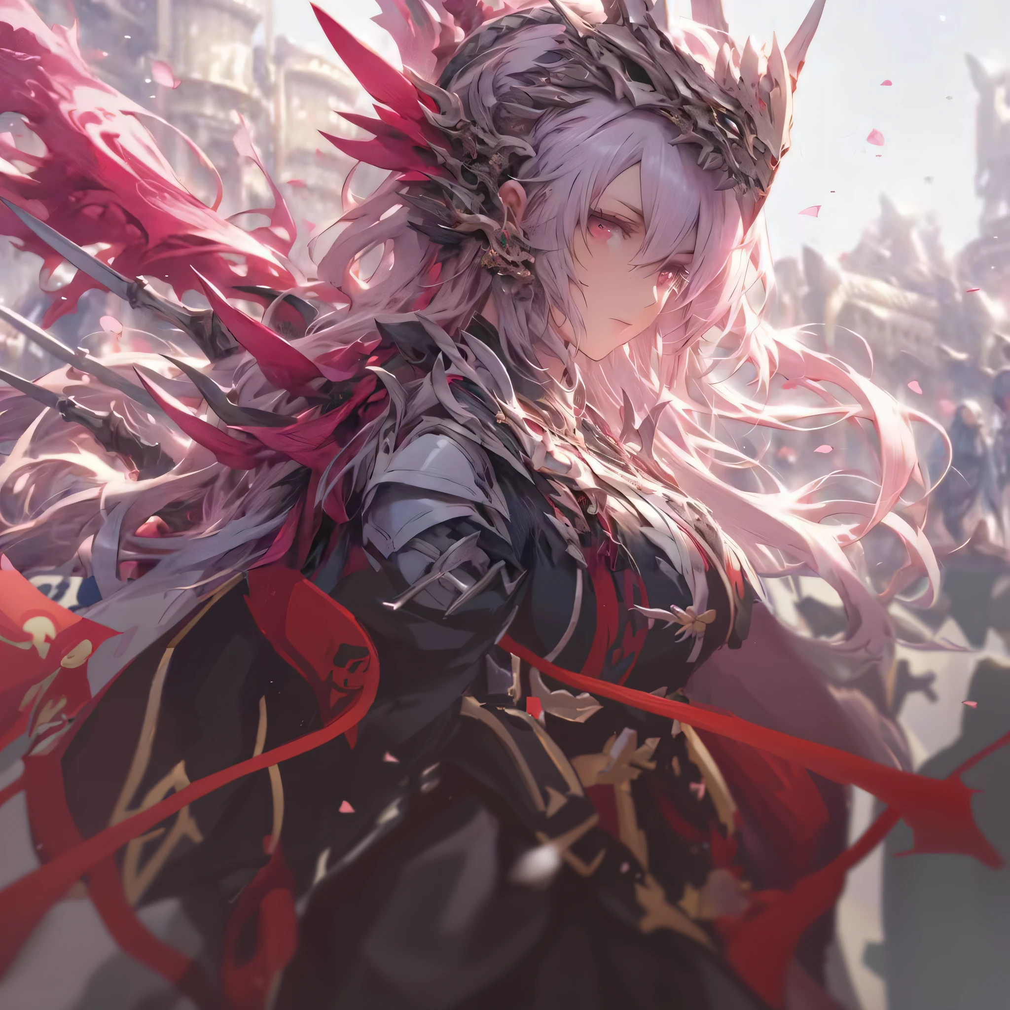 a close up of a woman with long hair wearing a crown, from arknights, edelgard fire emblem, arknights, ayaka genshin impact, white haired deity, detailed digital anime art, keqing from genshin impact, detailed anime artwork, shadowverse style, edelgard from fire emblem, guweiz, anime fantasy artwork, detailed anime art