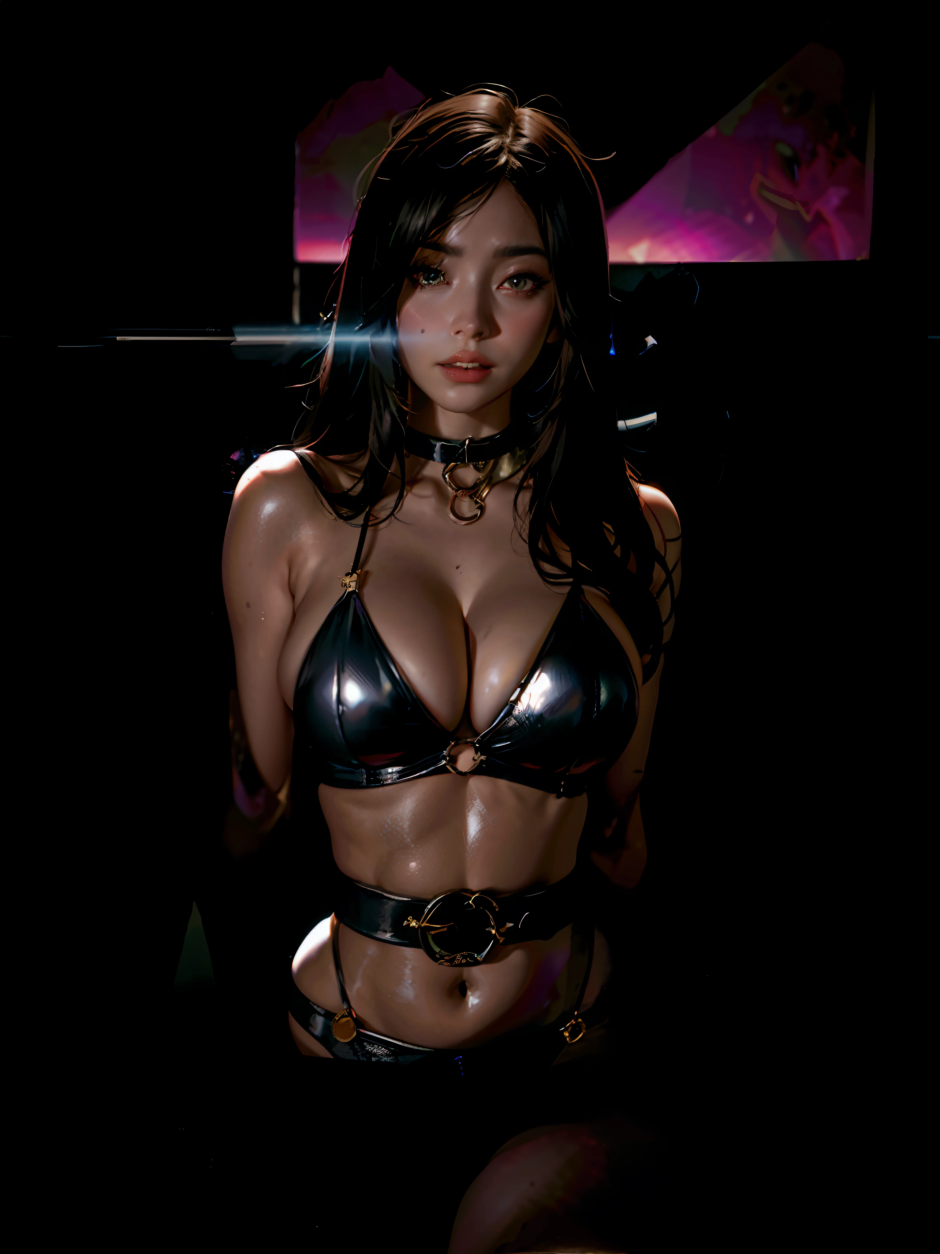 1 girl, Beautiful photorealistic Prestige KDA all out Ahri from League of Legends blushing, string bikini armor, Shibari, blindfold, electric chair, major cleavage, breast indentation, Ahri inside a Runeterra prison, slave collar, chain around her neck, roleplay bdsm, high fantasy, gravure, lewd, busty, highly detailed, 8k, high resolution, solo, big juicy lips, thick juicy thighs, makeup, large shiny breasts, gloves, looking at viewer, photorealistic, Cinema 4D, octane render, innovative, sexy, curvy but slender, mystical aura, smokey mist around Ahri, illuminati style, use advanced machine learning to create the perfect succubus waifu Ahri alone sitting in an electric chair, exposed camel toe, vice magazine photography style, trending on Pixiv, trending on civitai, perfect composition, sfw, professional quality, unreal engine