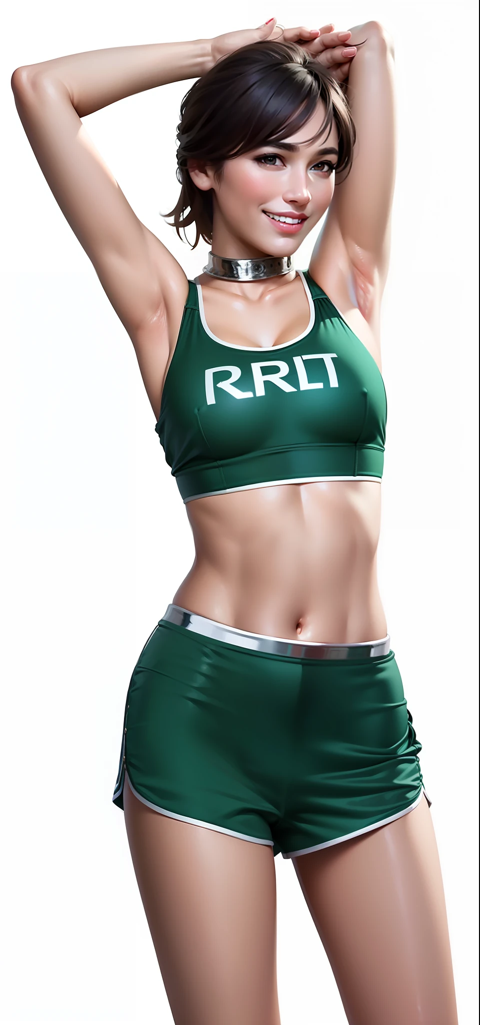 Best quality, masterpiece, ultra high res, (photorealistic:1.4), a beautiful woman, white shirt, medium breast, narrow waist, shiny skin, seductive smile, bokeh