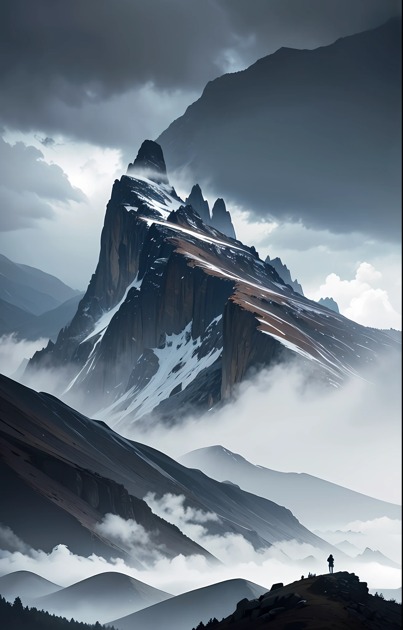 On the horizon rise majestic mountains, their imposing shapes cutting through the skies. Its steep and rocky slopes are clothed with lush vegetation, resisting the force of wind and time. However, a storm approaches, with charged clouds enveloping the mountains in a gray veil.
Lightning tears through the sky, illuminating the crests of the mountains with electric sparks. The rumble of thunder echoes among the rocks, adding a powerful sound to nature's symphony. Raindrops begin to fall, a gift from the storm that will soon turn the streams into raging torrents.
Despite the impending storm, the beauty and grandeur of the mountains remain unshaken. Sunlight, filtered through the dark clouds, paints the scenery with shades of gray and silver, creating a dramatic contrast between darkness and luminosity. At every glance, it is possible to glimpse the craggy shapes of the mountains rising to the sky.
As the storm intensifies, the mountains resist with resilience, remaining steadfast and imposing. The trees that take root on its slopes sway to the rhythm of the raging winds, their leaves dancing in a frantic choreography. It is a dance between the force of nature and the grandeur of the mountain, a symphony of conflicting elements.
In this imposing and stormy setting, we are reminded of the grandeur and power of nature. The mountains, silent witnesses of time, are a reminder of our own insignificance in the face of the primordial forces of the Earth. The storm that surrounds them is a reminder that despite our ephemeral presence, nature will continue to exist, majestic and indomitable.