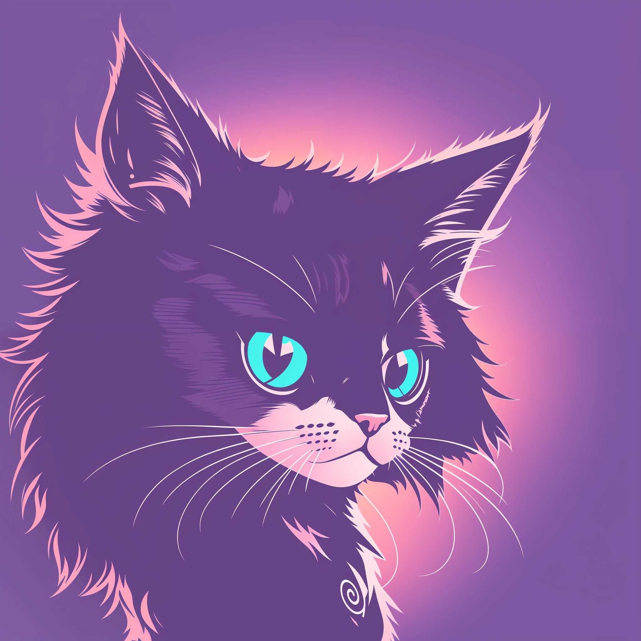 cat , cyberpunk style, t-shirt design, super cute, 2d, vector, flat--v5-